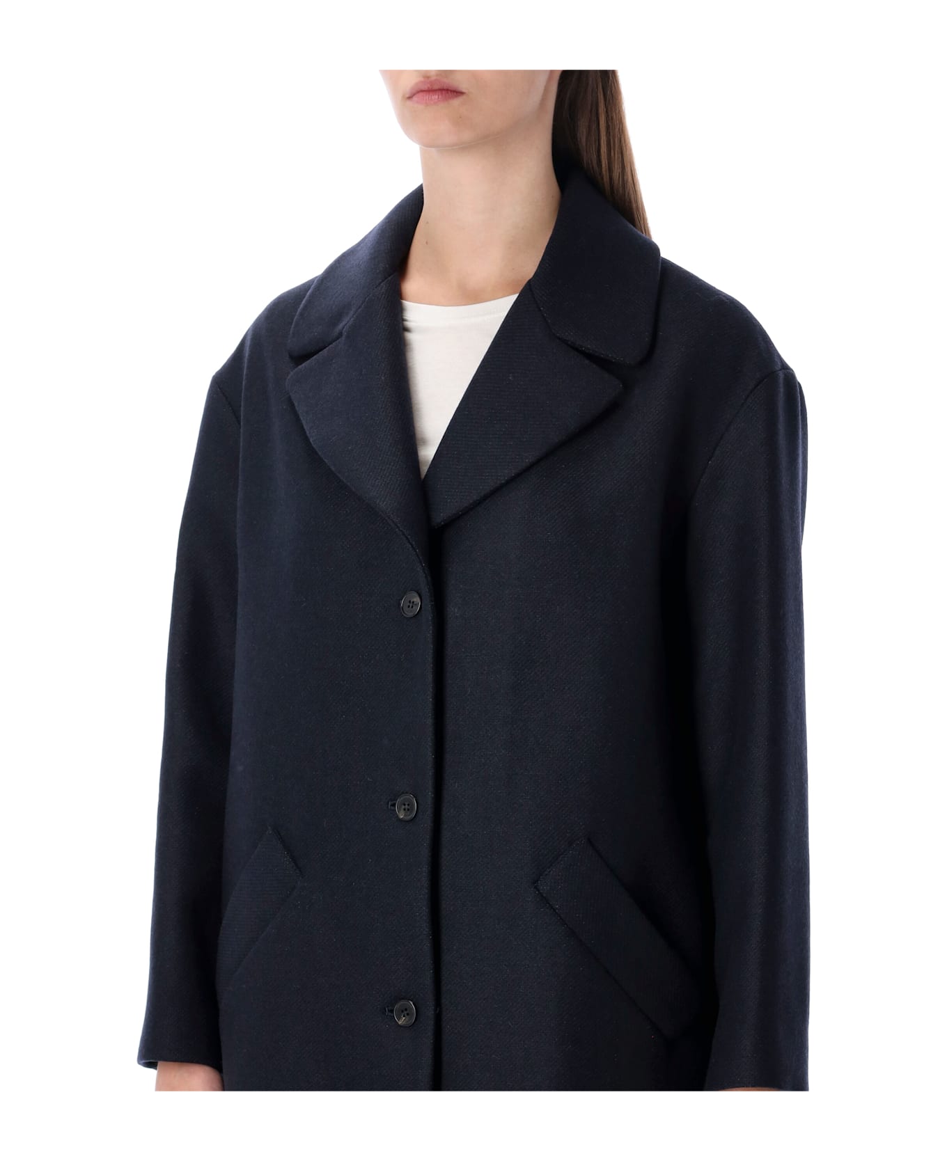 A.P.C. Ninon Navy Wool Coat - DARK NAVY