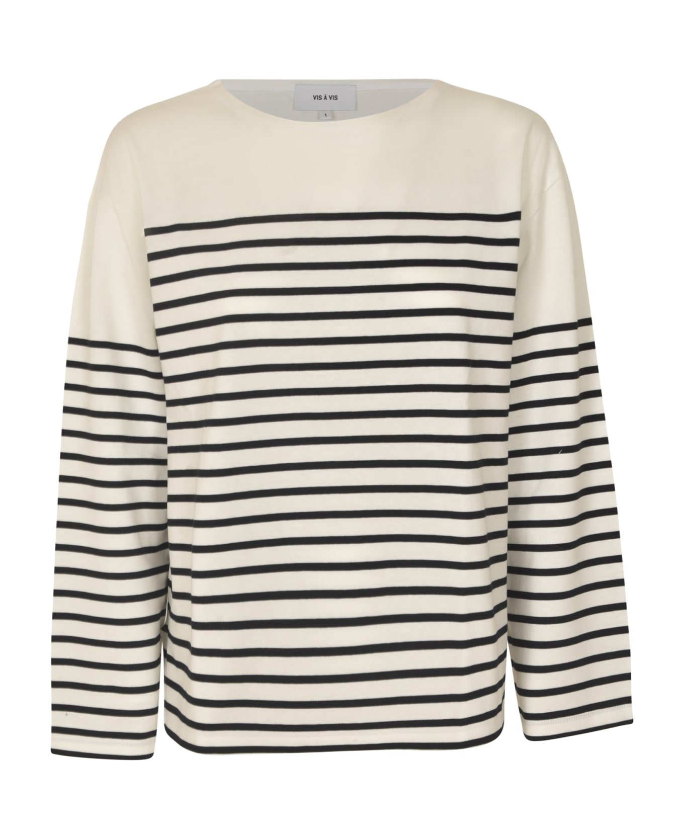 VIS A VIS Striped Sweatshirt - Black フリース