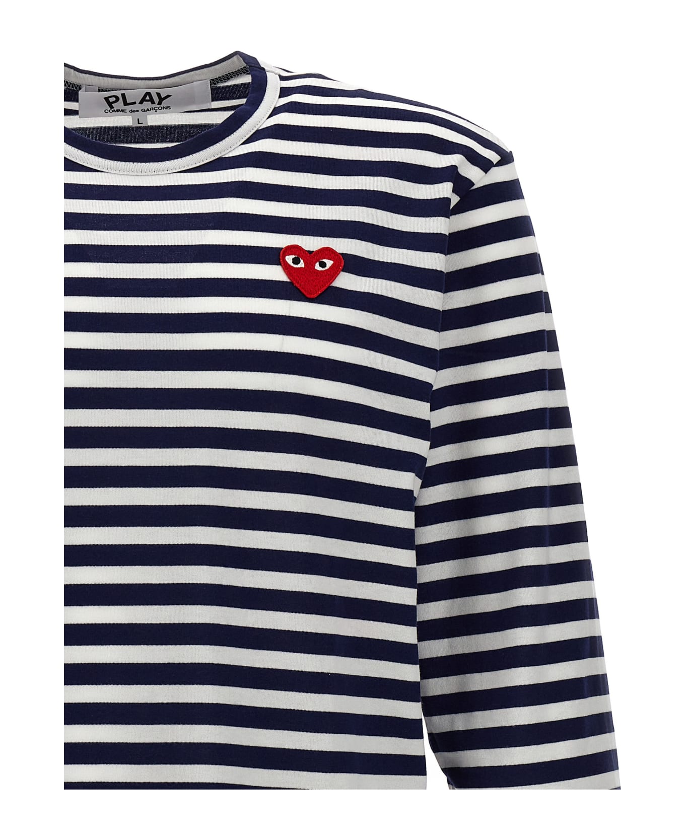 Comme des Garçons Play Logo Patch Stripes T-shirt - Blue
