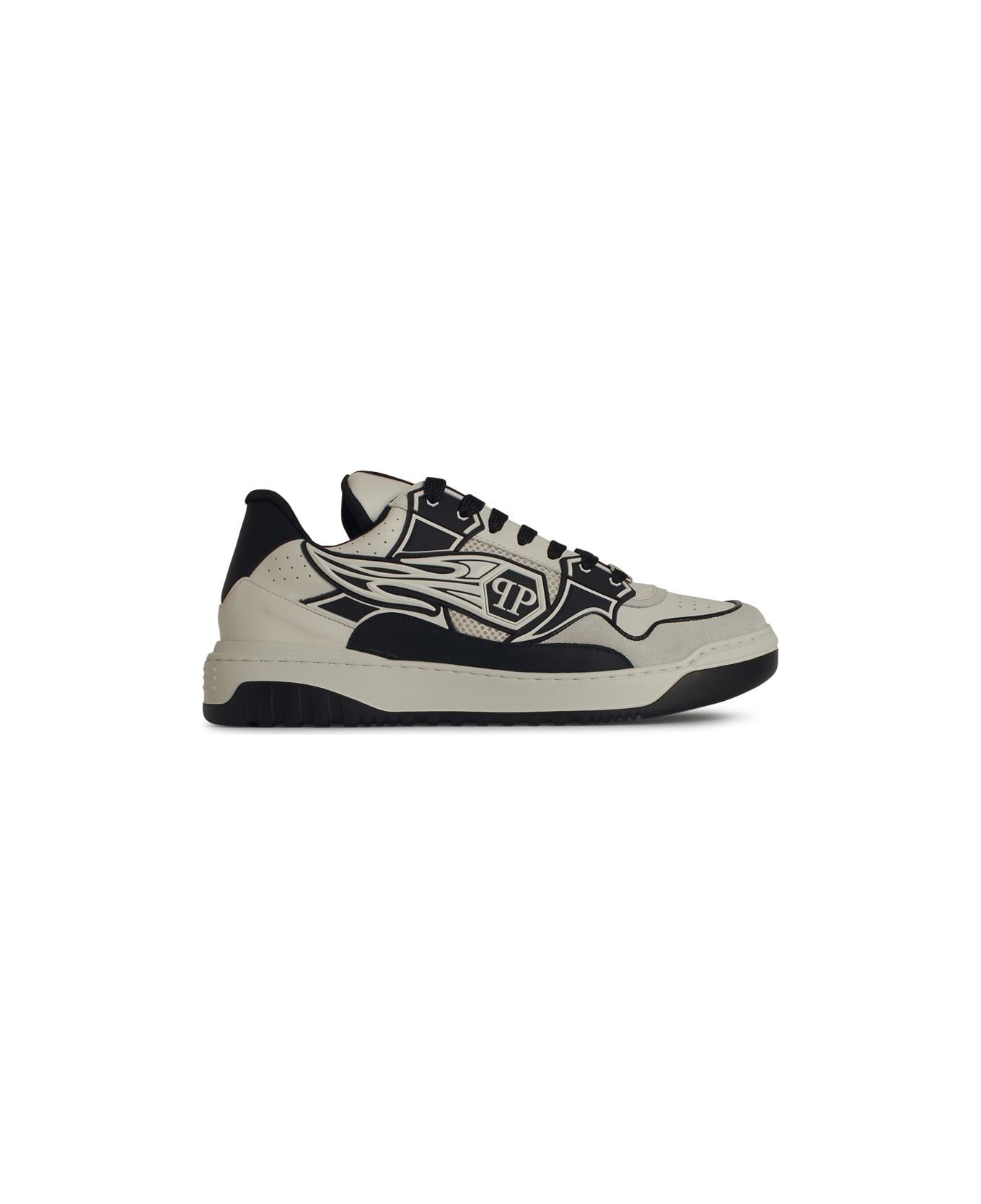 Philipp Plein 
hexagon
 White Leather Sneakers - White