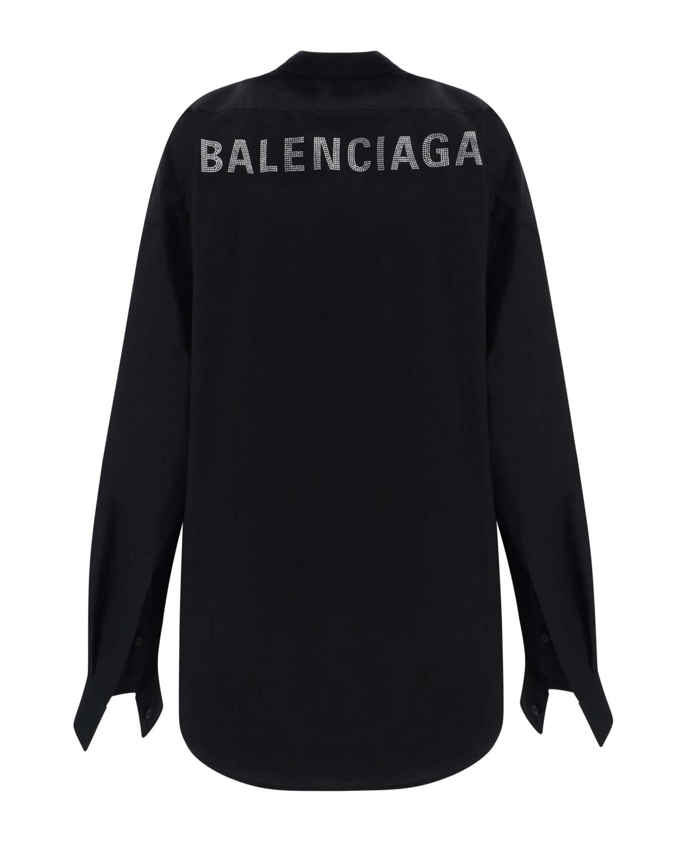 Balenciaga Rhinestone Logo Shirt - Black
