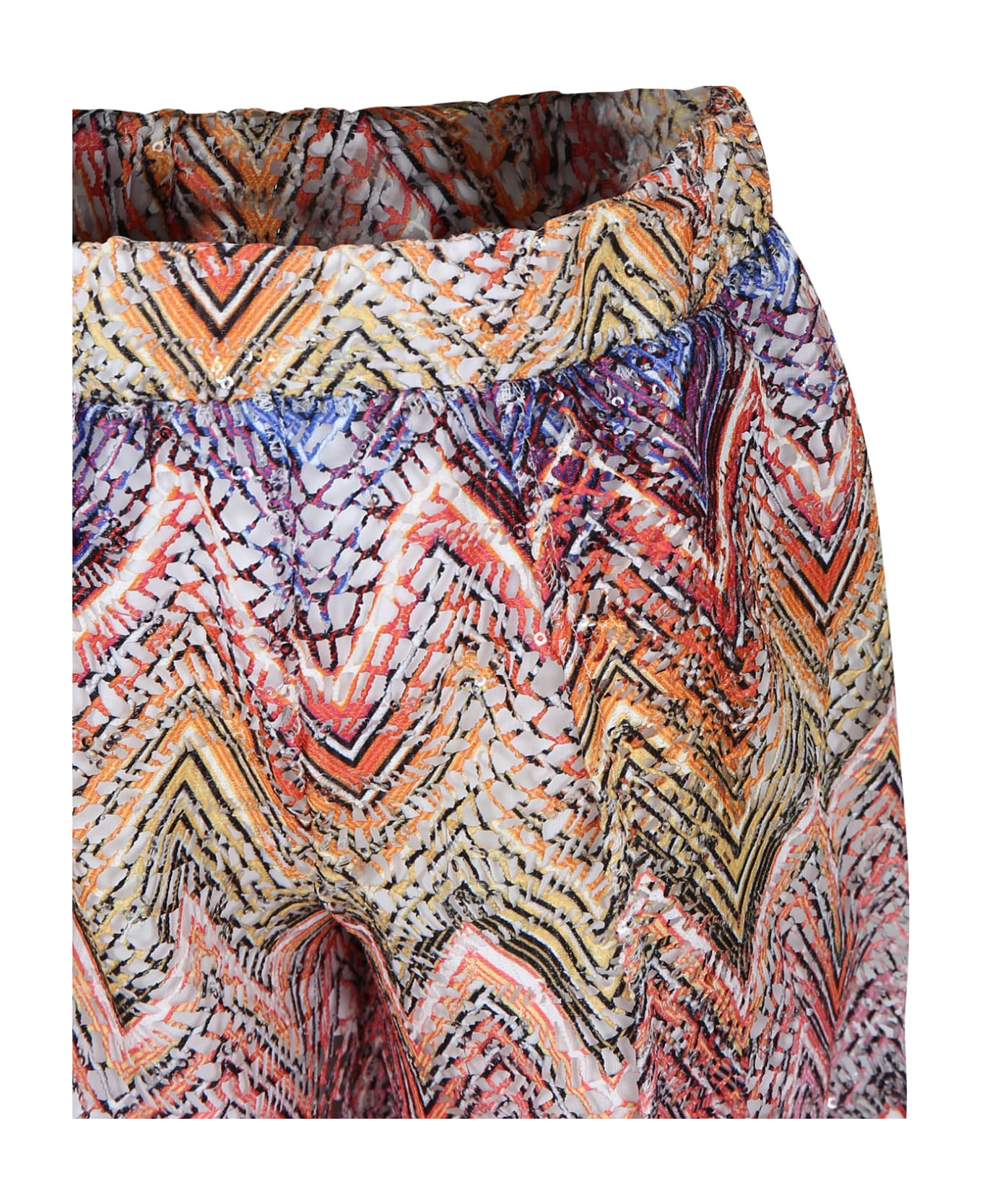 Missoni Red Trousers For Girl With Sequins - Multicolor