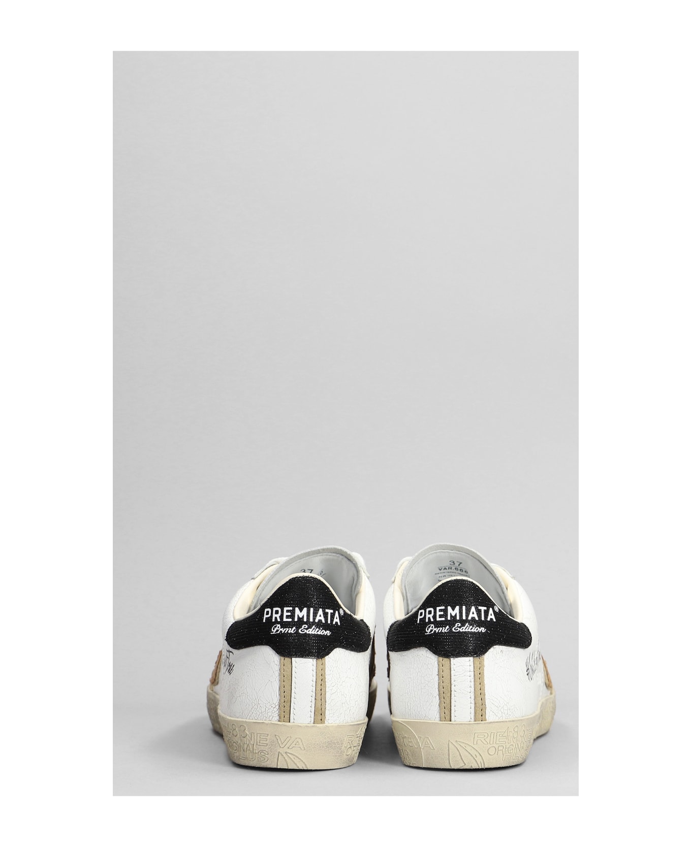 Premiata Steven Sneakers In White Leather - MULTICOLOUR