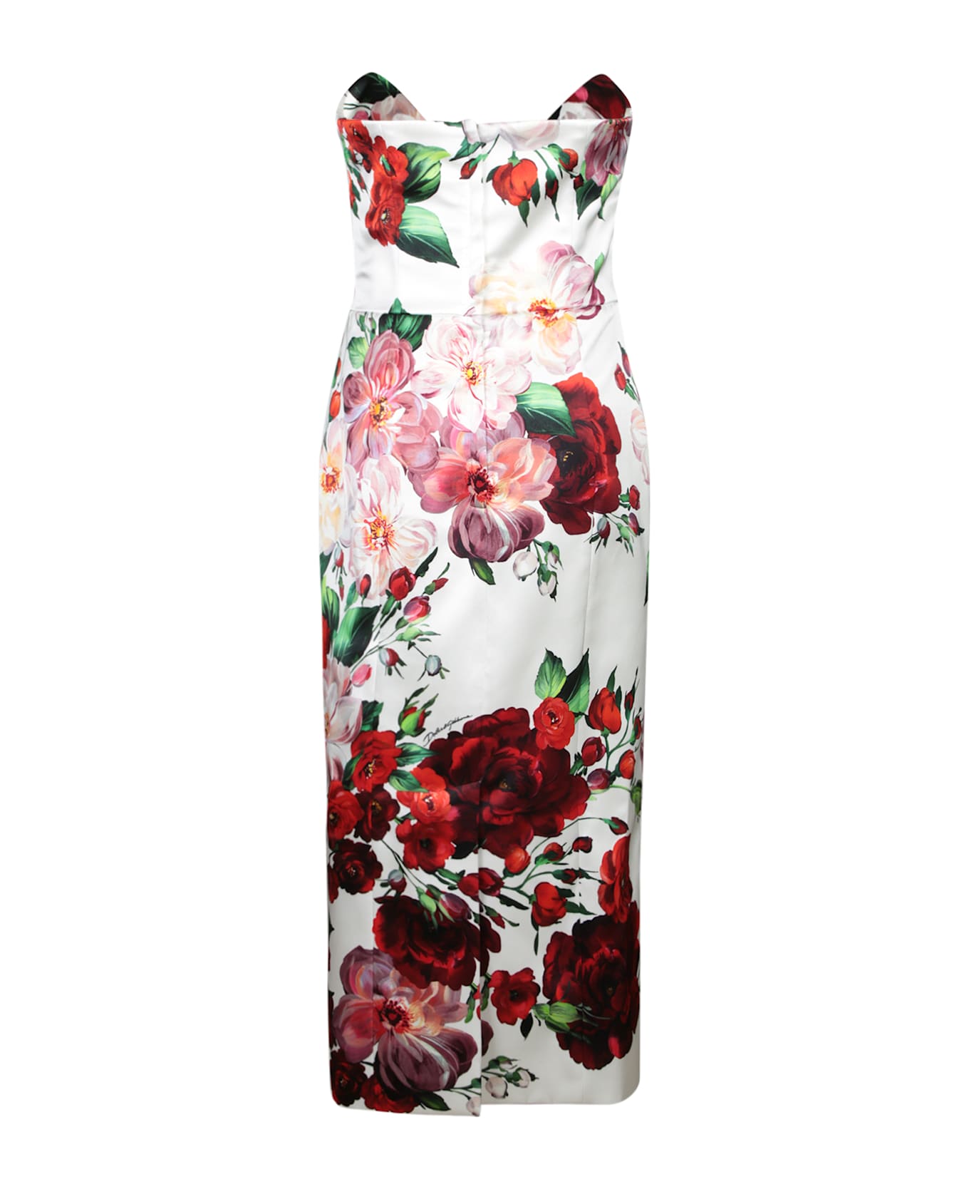Bustier Midi Dress With Floral Print - Thumbnail 3