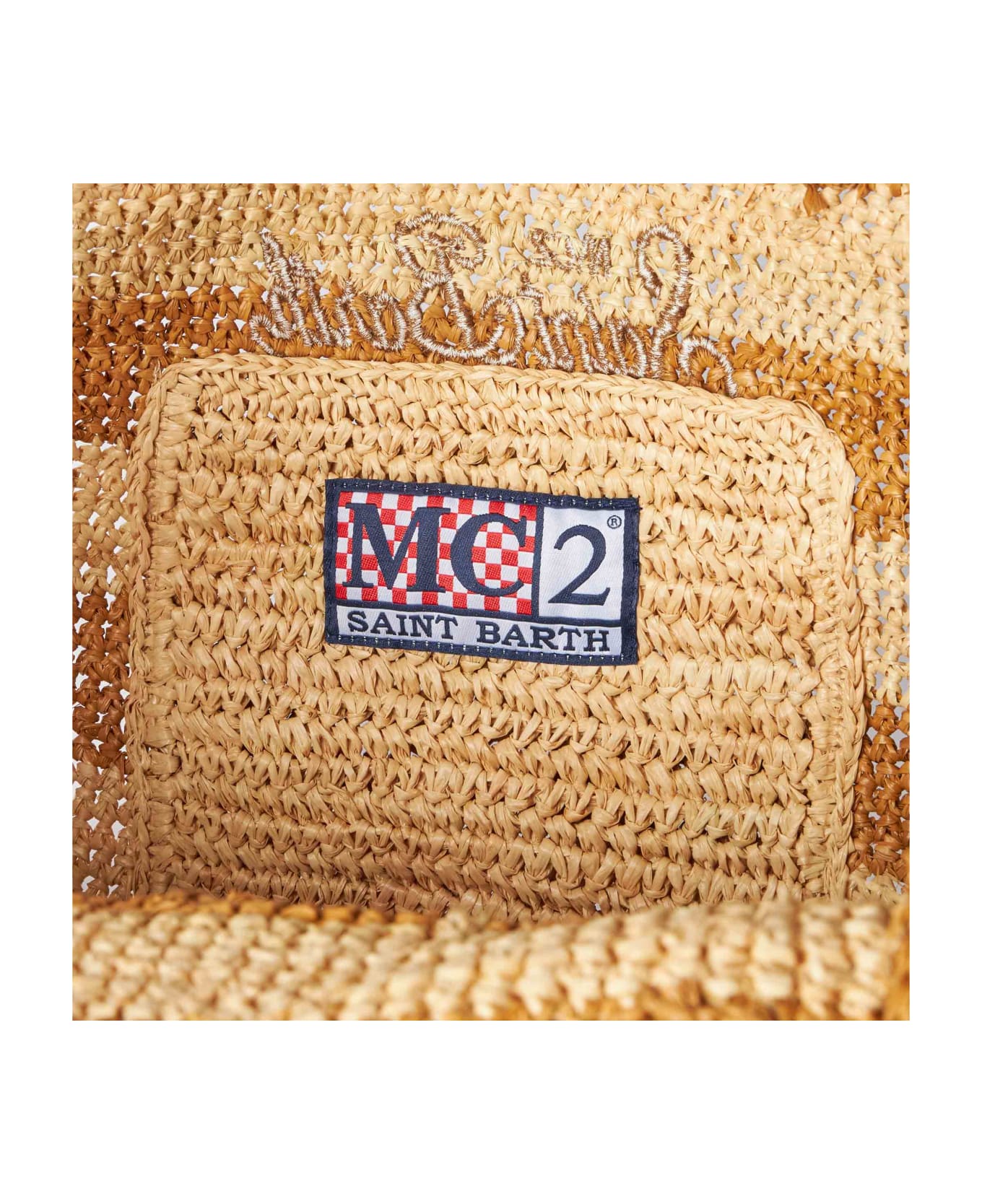 MC2 Saint Barth Vanity Raffia Shoulder Bag With Saint Barth Embroidery - BROWN