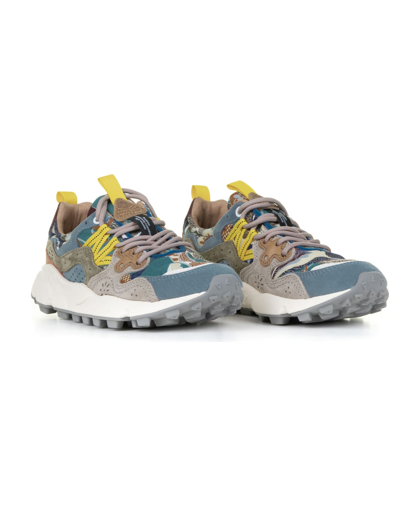 Flower Mountain Blue Yamano Sneakers In Suede And Nylon - TAUPE AZURE スニーカー