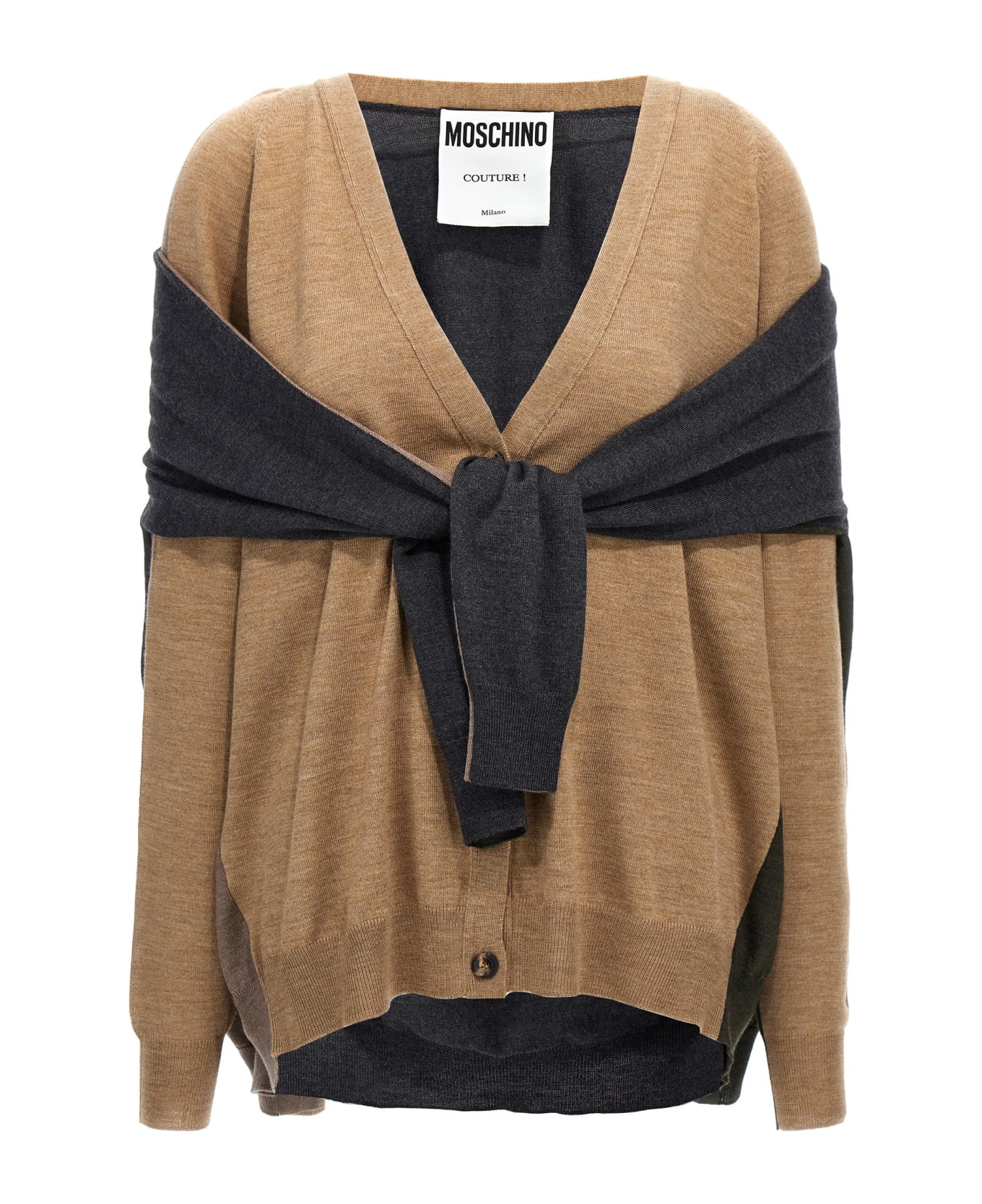 Moschino 4-sleeve Cardigan - NEUTRALS/GREY