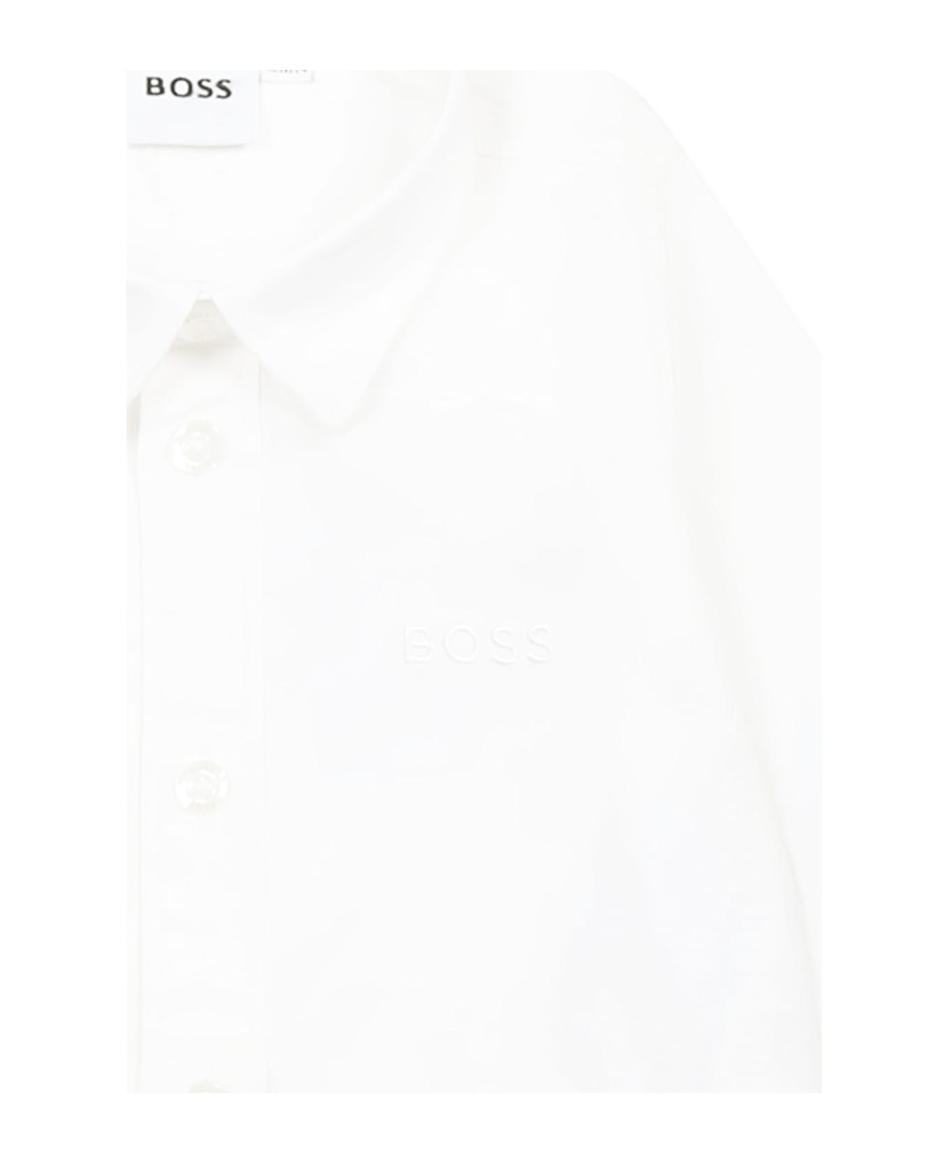 Hugo Boss White Shirt For Baby Boy With Logo - White
