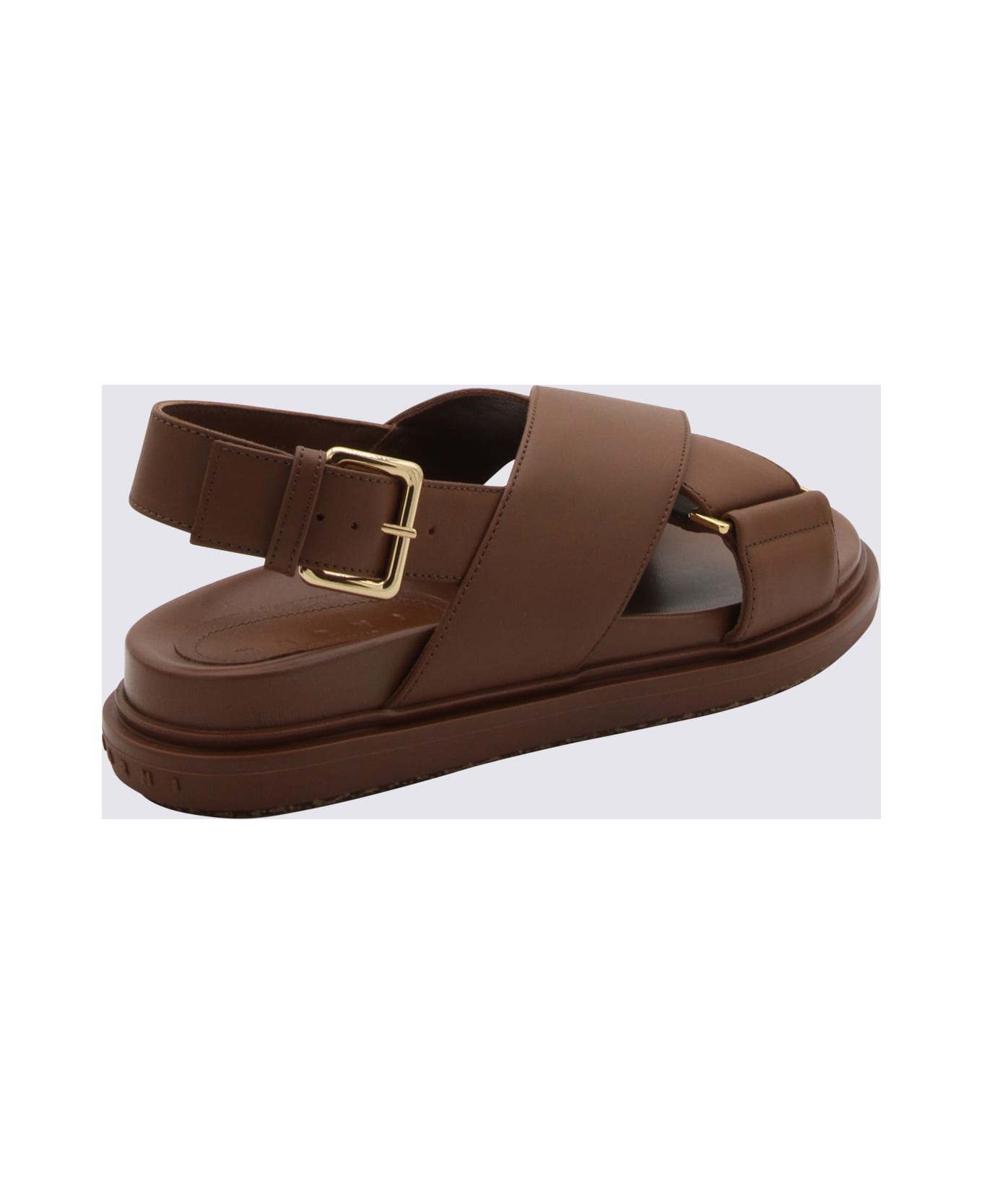 Marni Brown Leather Fussbet Sandals - Brown