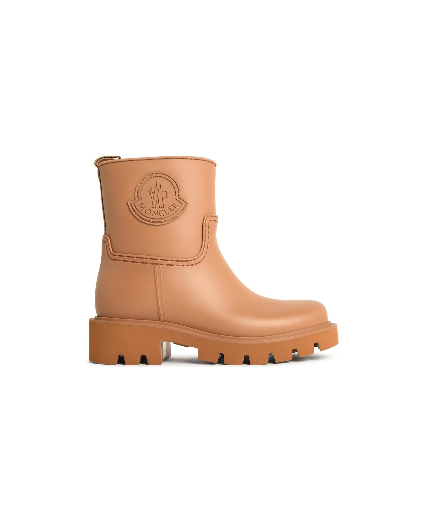 Moncler 'kickstream' Light Brown Pvc Rain Boots - Beige