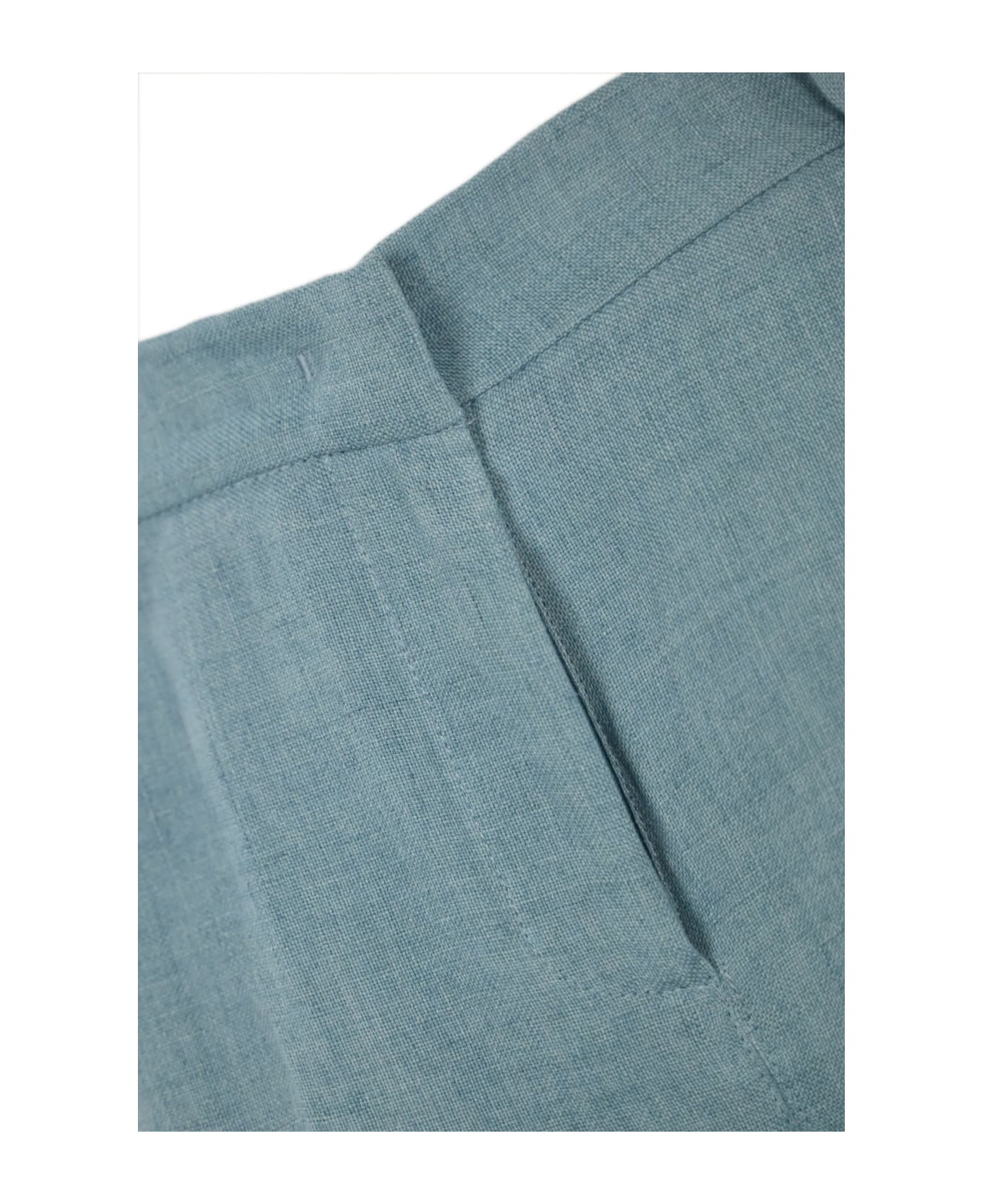 Weekend Max Mara "malizia" Linen Canvas Trousers - Acqua delave