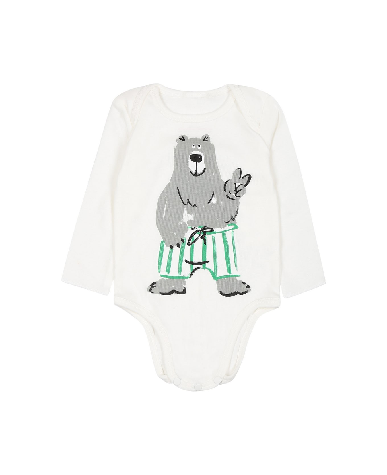 Stella McCartney Kids White Set For Baby Boy With Printed Bear - White