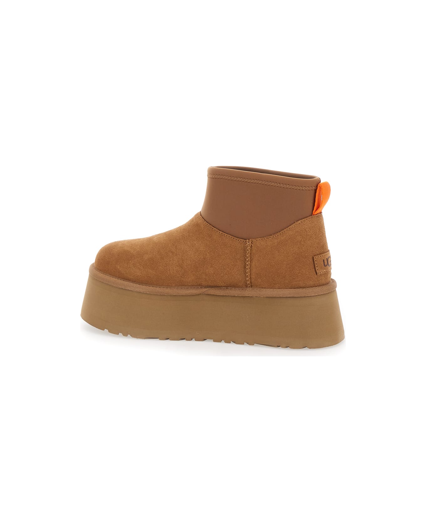 UGG Brown Ugg Classic Mini Dipper Ankle Boots With Fabric Insert In Suede Woman - Beige