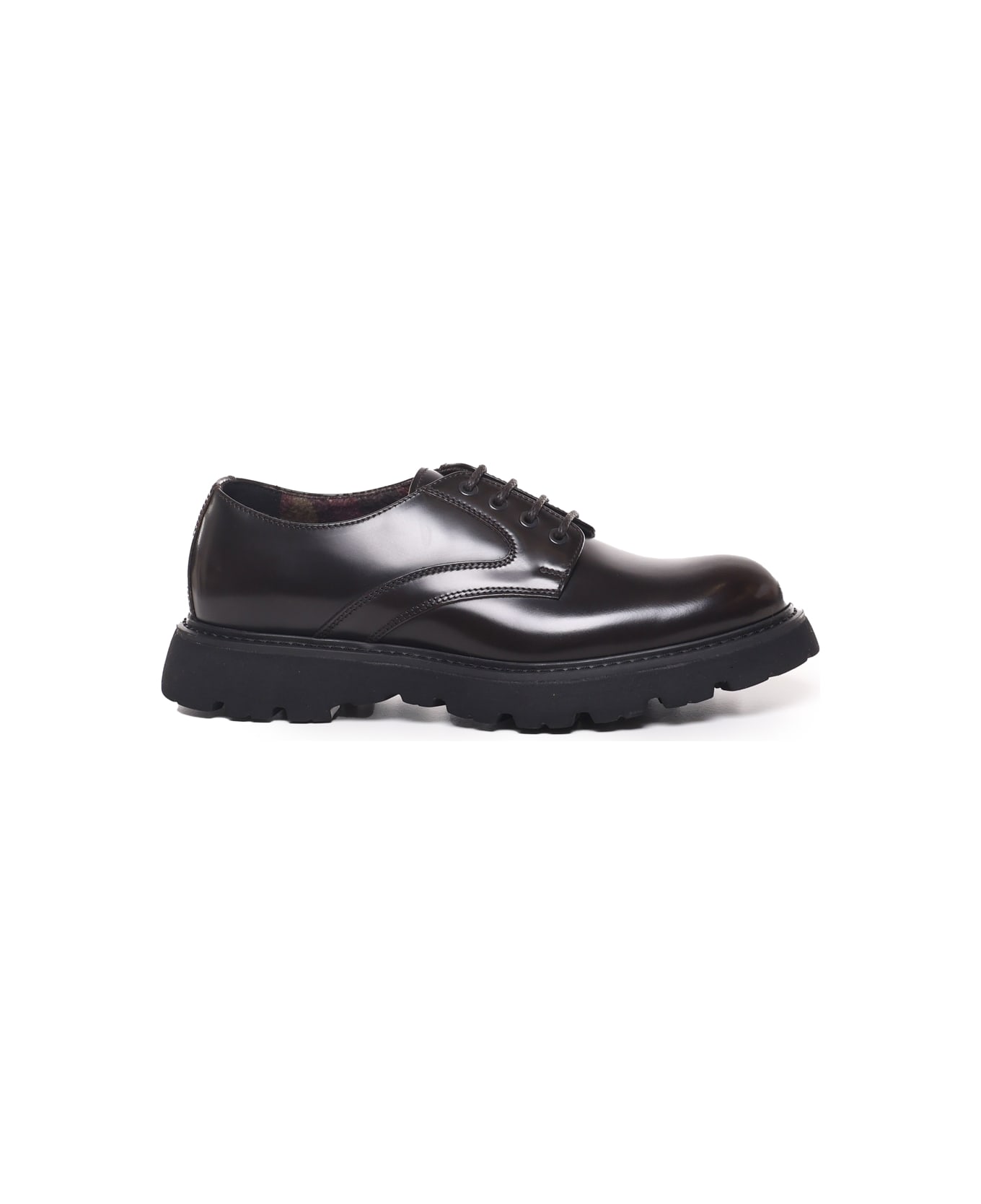 Doucal's Black Leather Lace-up Shoes With Laces - Ebony