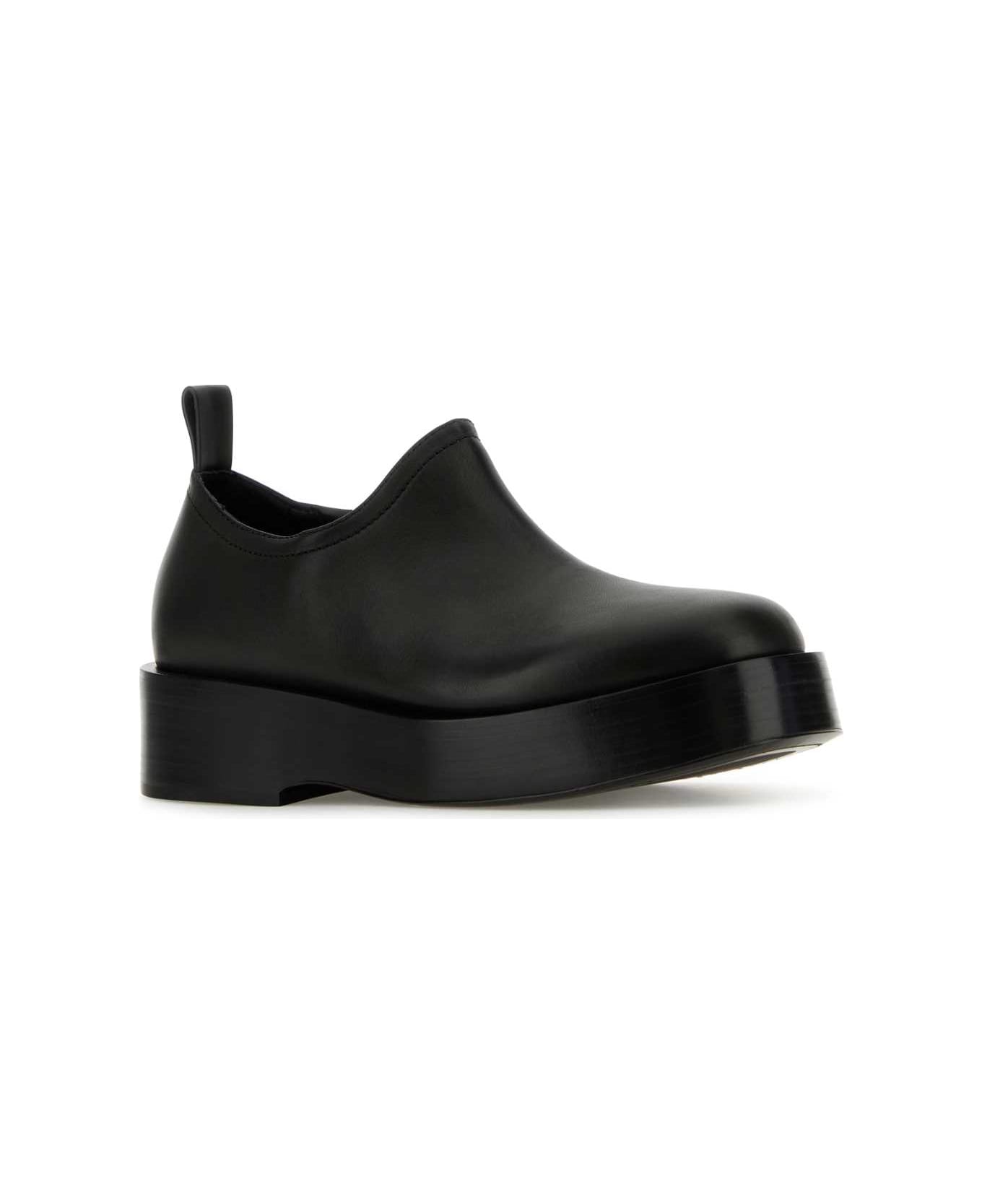 Bottega Veneta Black Leather Torino Slip Ons - Black