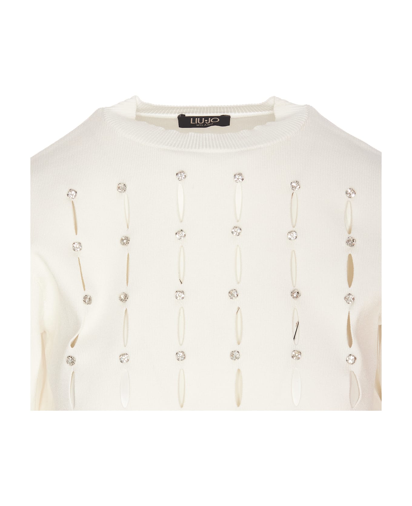 Liu-Jo Cut Out Strass Sweater - White