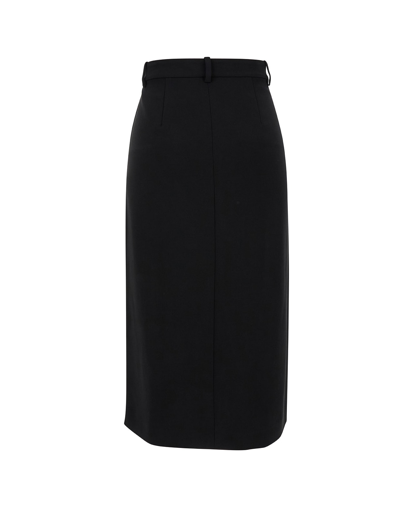 Theory Midi Black Straight Skirt With Front Split In Triacetate Blend Woman - Black スカート