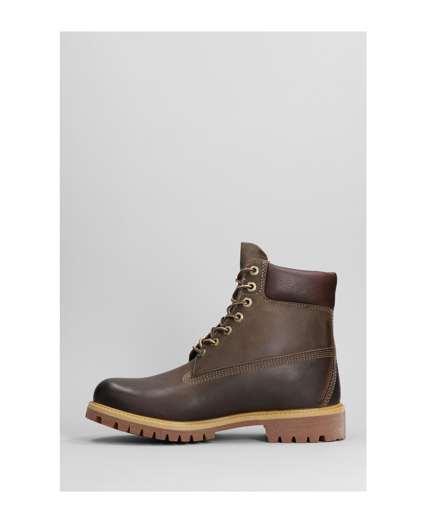 Timberland Prem 6 In Lace Combat Boots In Brown Leather - Brown