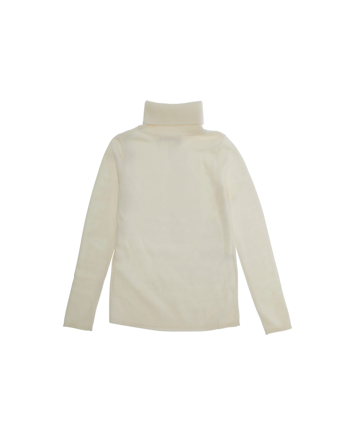 Marni White High Neck Jumperwith Logo On Front In Wool Blend Girl - White