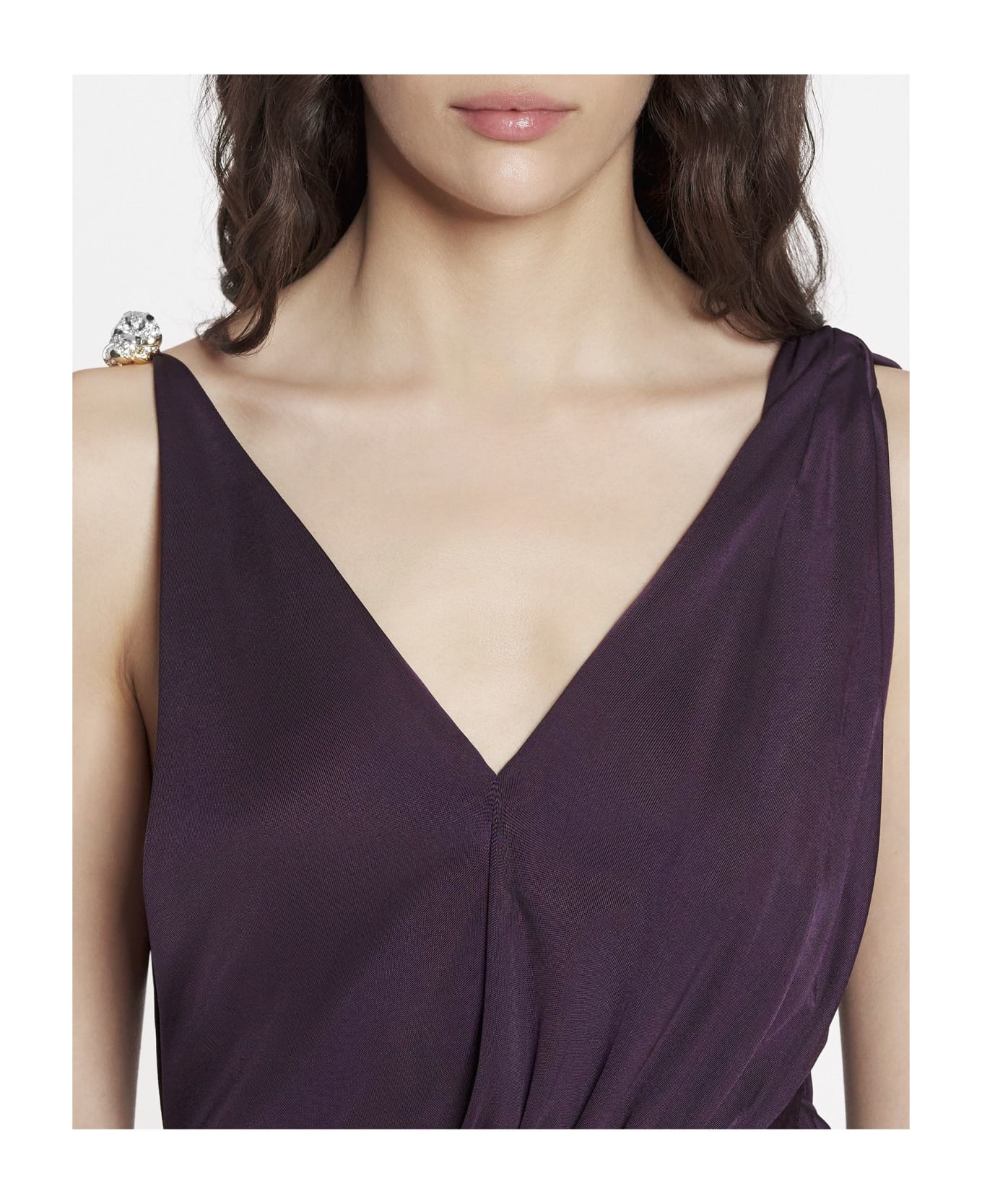 Lanvin Grape Viscose Long Dress - CASSIS