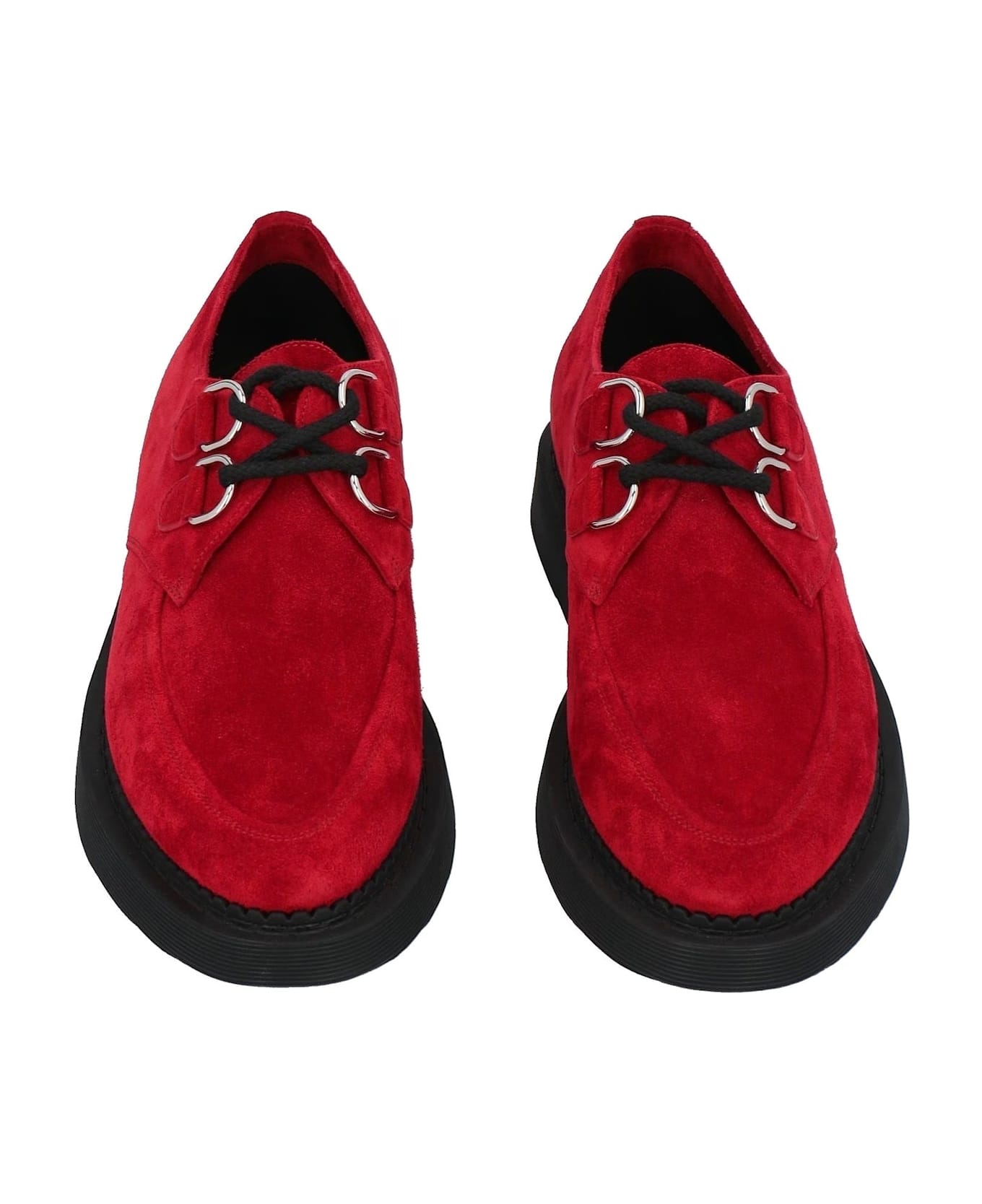 Saint Laurent Teddy Suede Derbies - Red レースアップシューズ