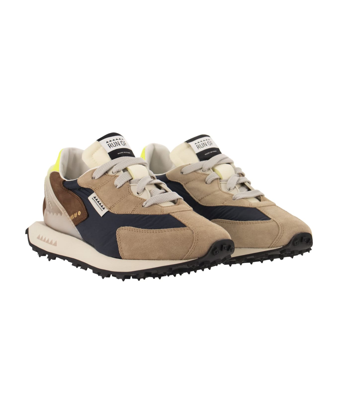 RUN OF Barrio M - Sneakers Suede, Canvas And Leather - Blue/beige