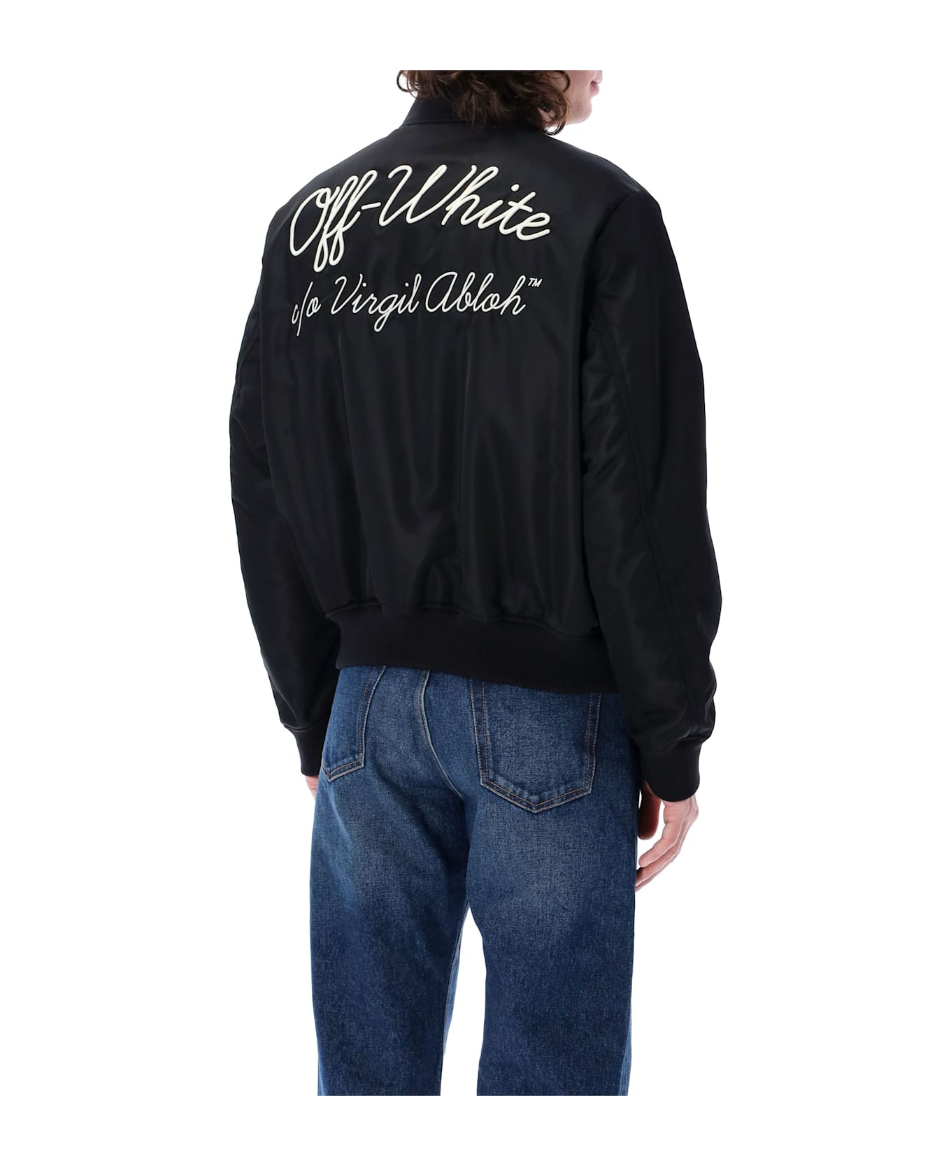 Off-White Script Varsity Jacket - BLACK WHITE