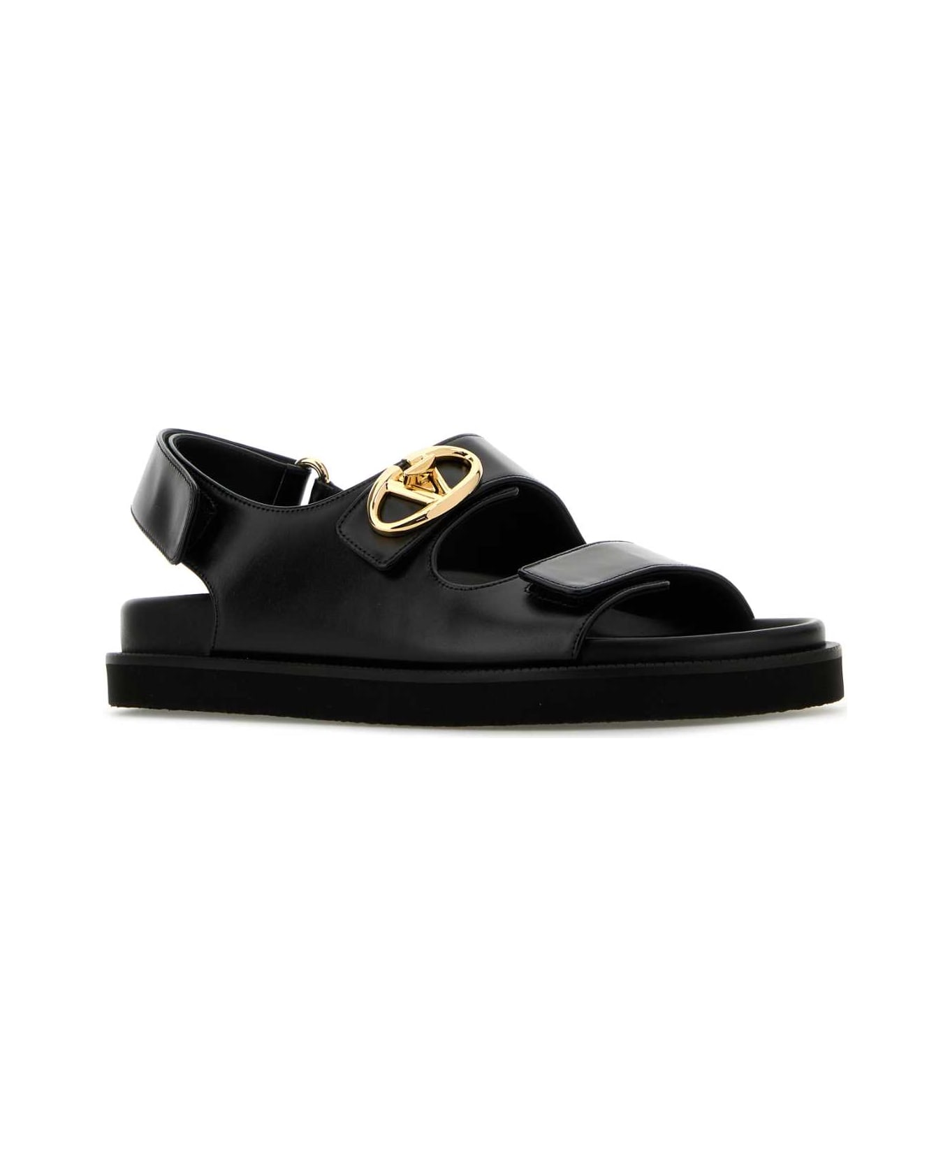 Valentino Garavani Black Leather Sandals - NERO