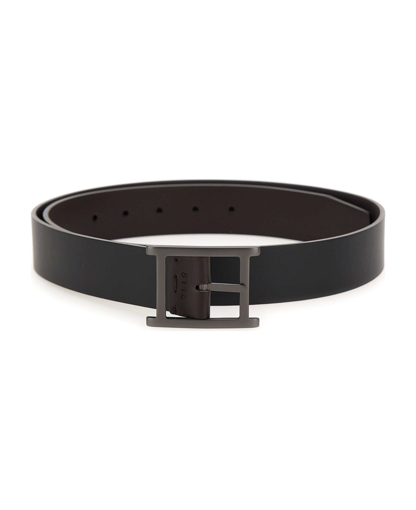 Orciani "monaco Double" Leather Belt - BLACK/ BROWN ベルト