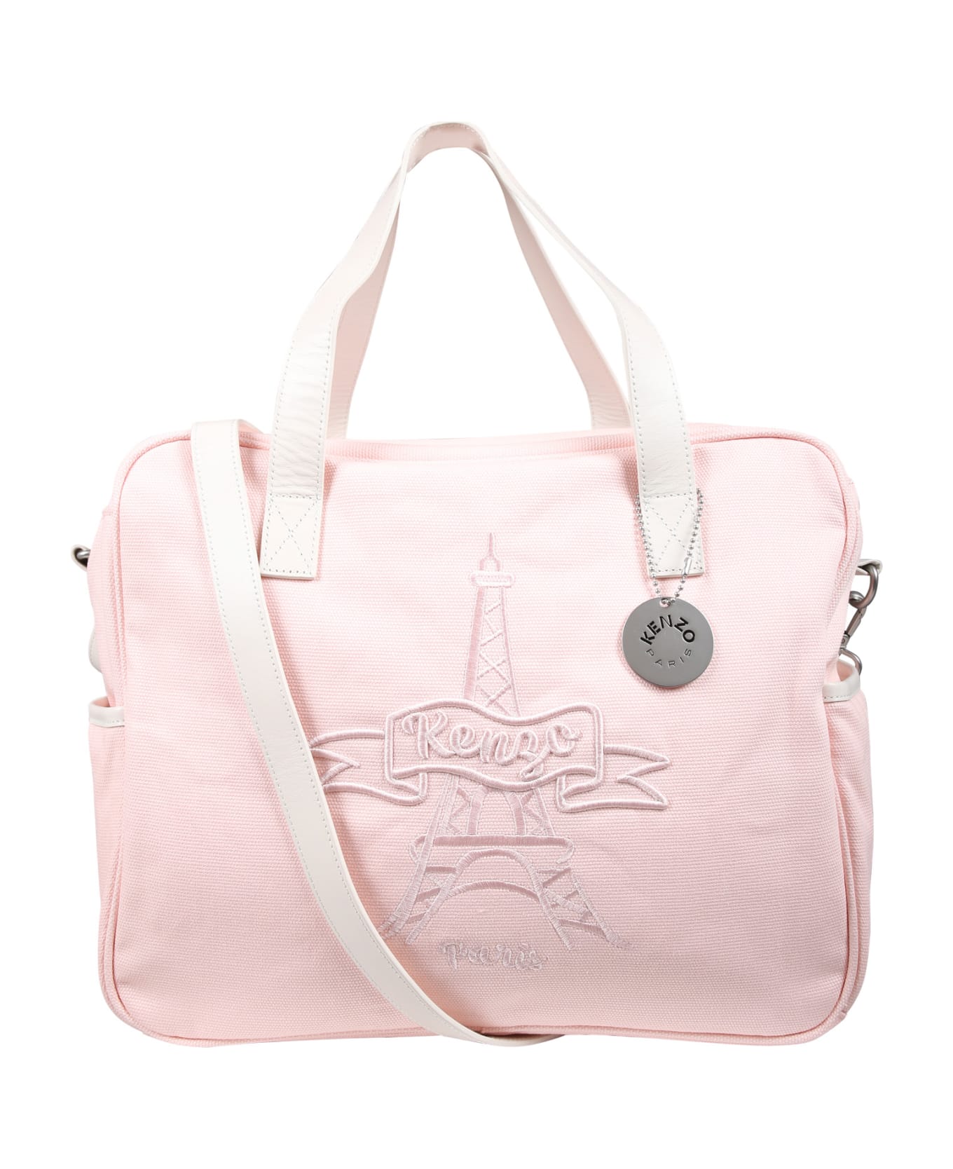 Kenzo Kids Pink Mother Bag For Babies With Logo And Eiffel Tower - Pink