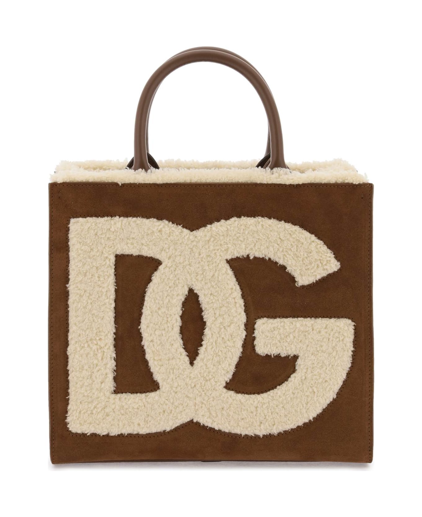 Dolce & Gabbana Daily Shopping Bag With Maxi Logo - brown
