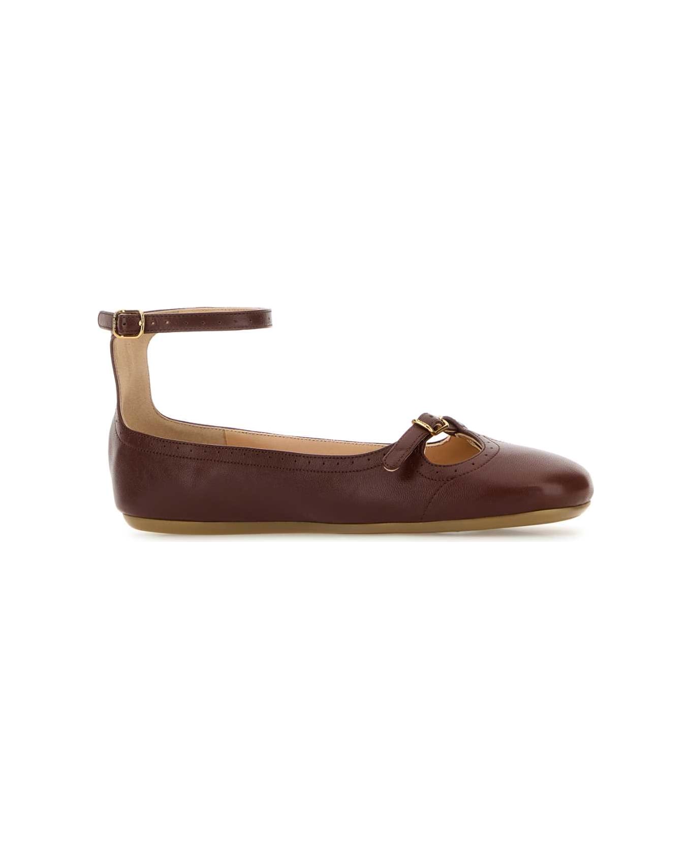 Chloé Brown Leather Misty Ballerinas - SOOTYBROWN フラットシューズ
