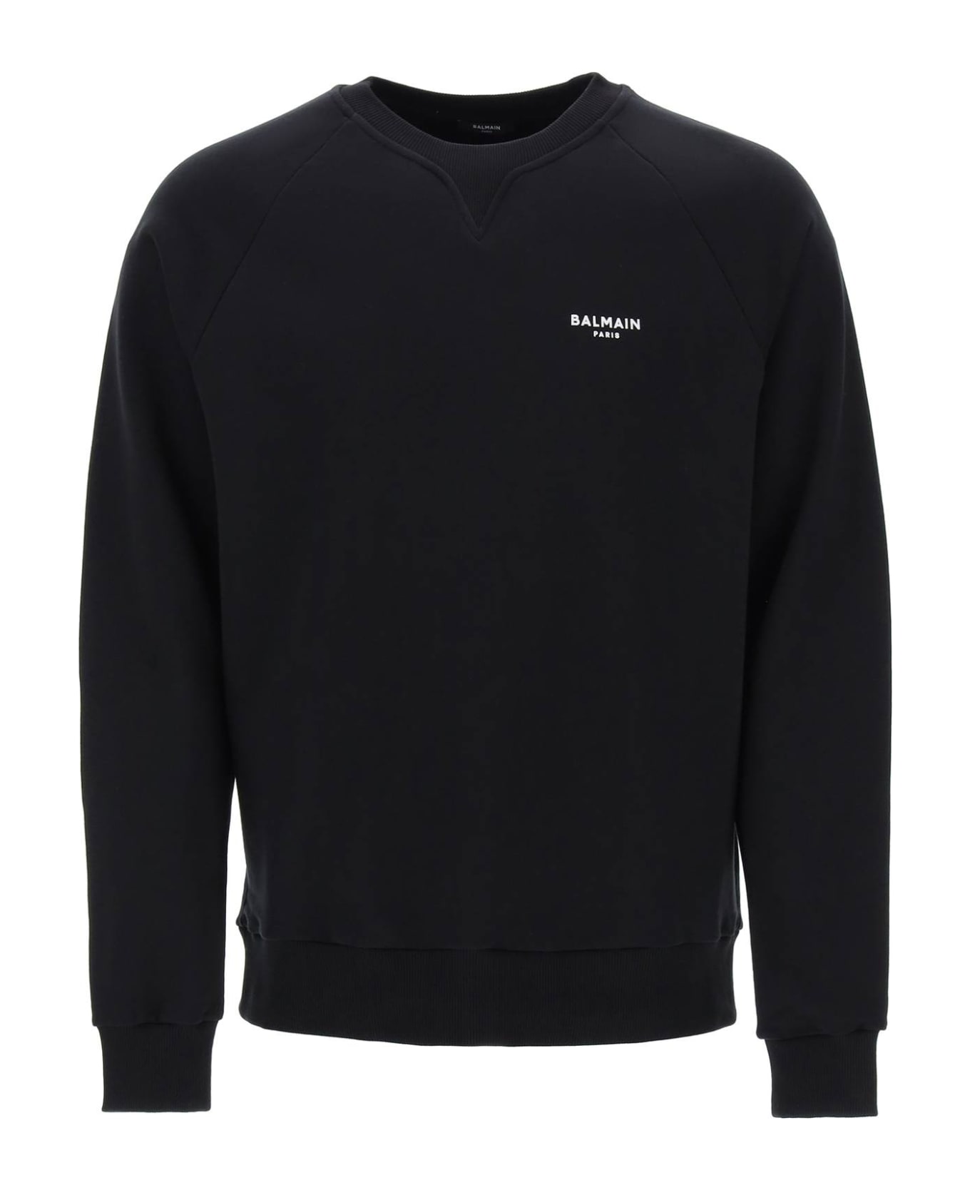 Balmain Crew-neck Sweatshirt With Flocked Logo - black