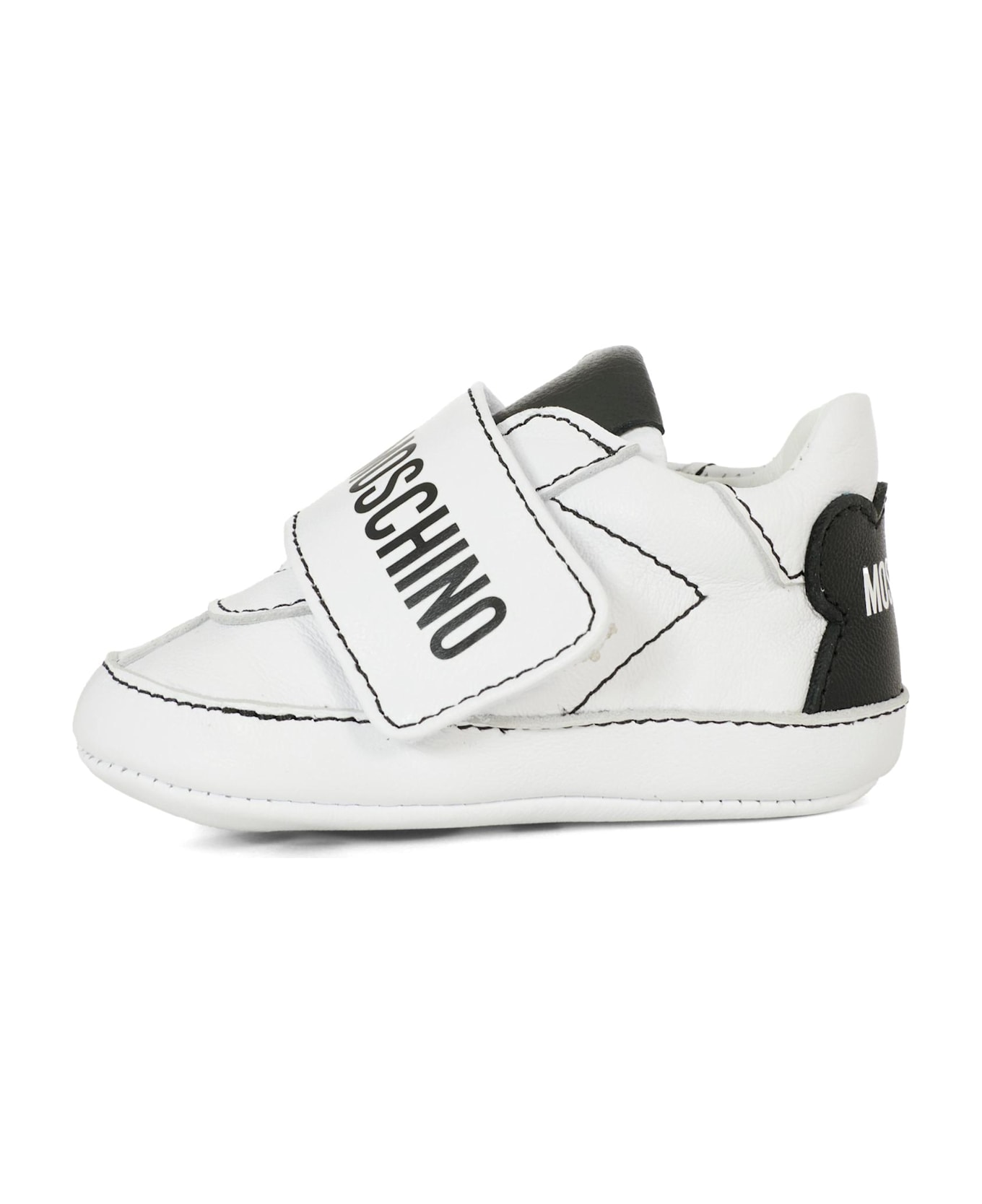 Moschino White Sneakers For Babykids With Logo - White