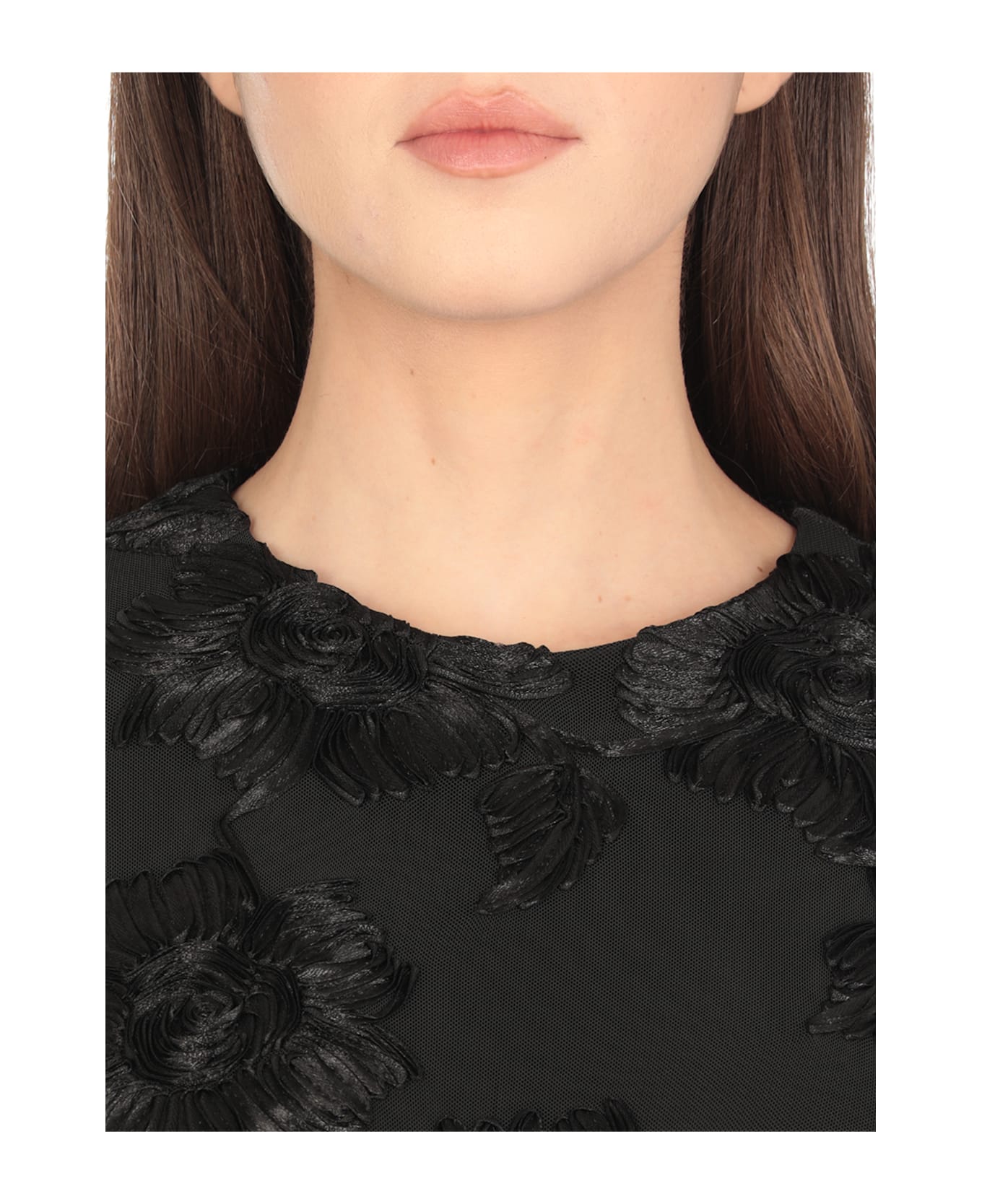 Rotate by Birger Christensen Flower Mesh Mini Dress - Black