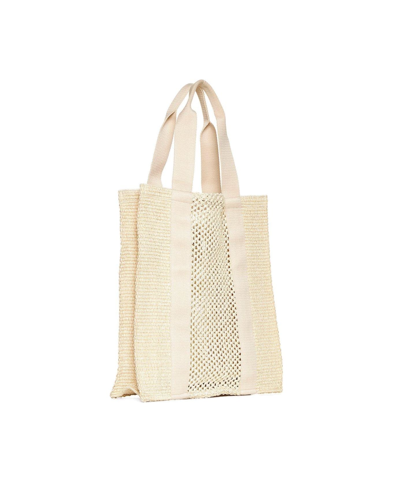 Isabel Marant Striped Woven Top Handle Bag - Beige/beige トートバッグ
