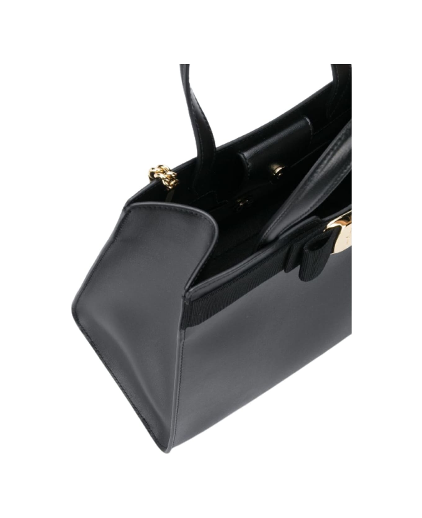 Ferragamo Black Leather Vara Handbag - BLACK