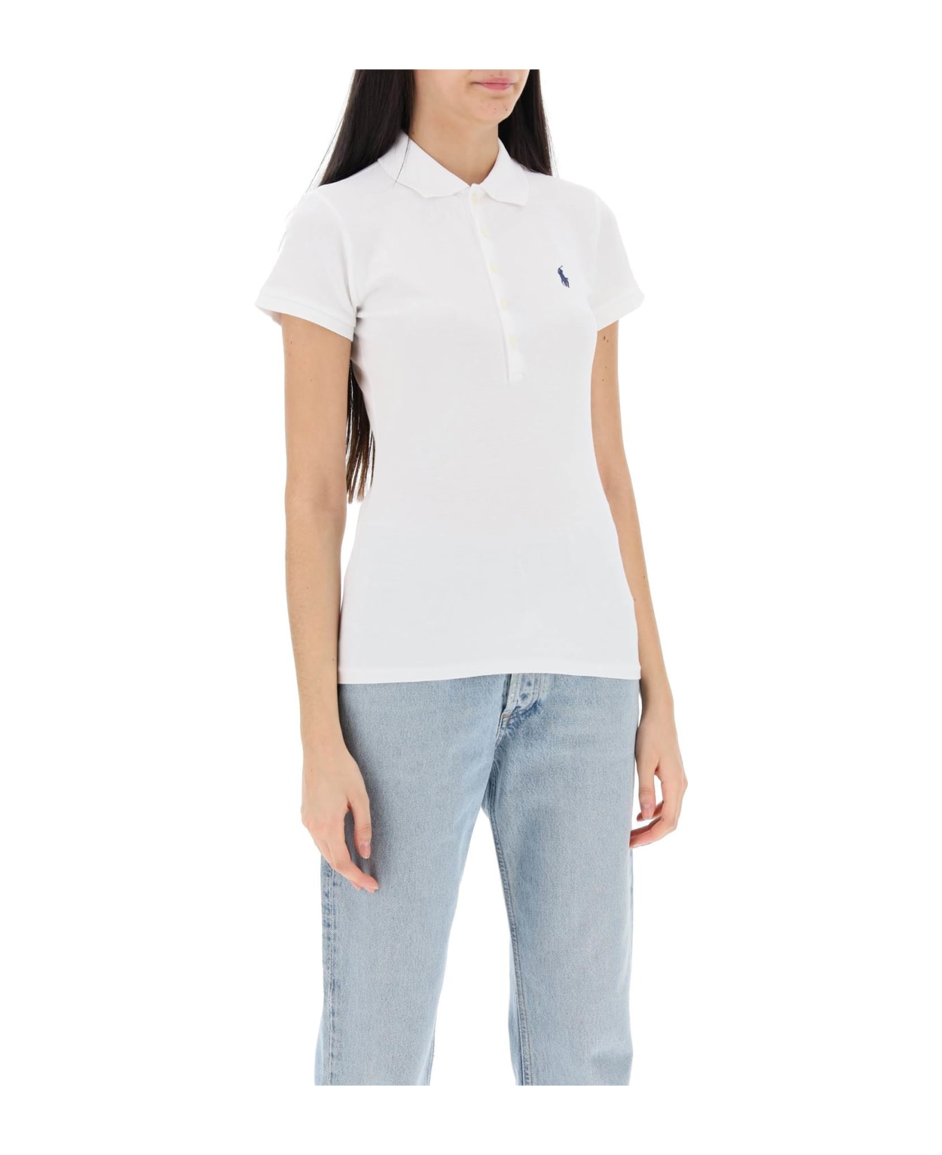Ralph Lauren Slim Fit Five Button Polo Shirt - WHITE