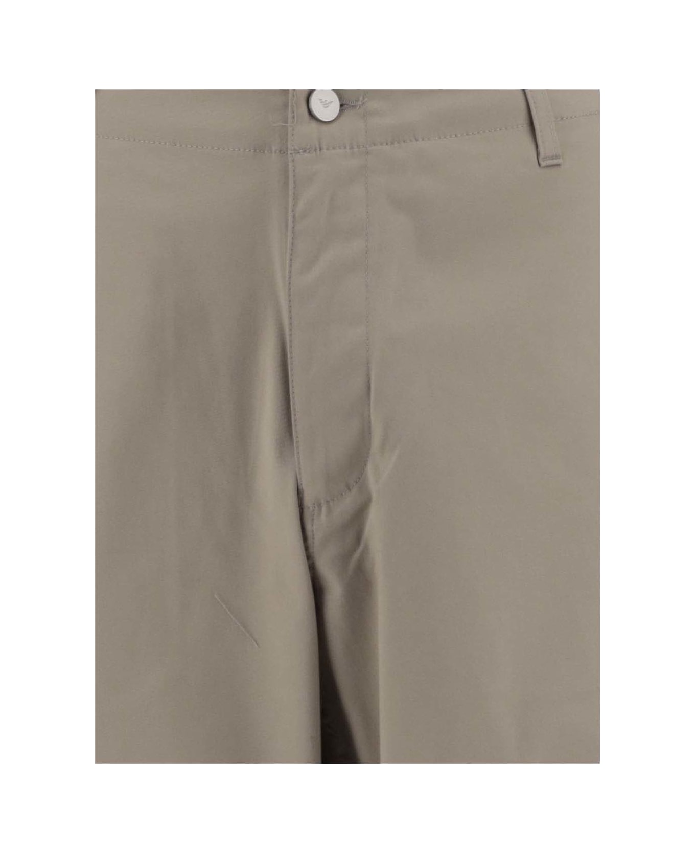 Emporio Armani Stretch Cotton Wide Leg Pants - NEUTRALS