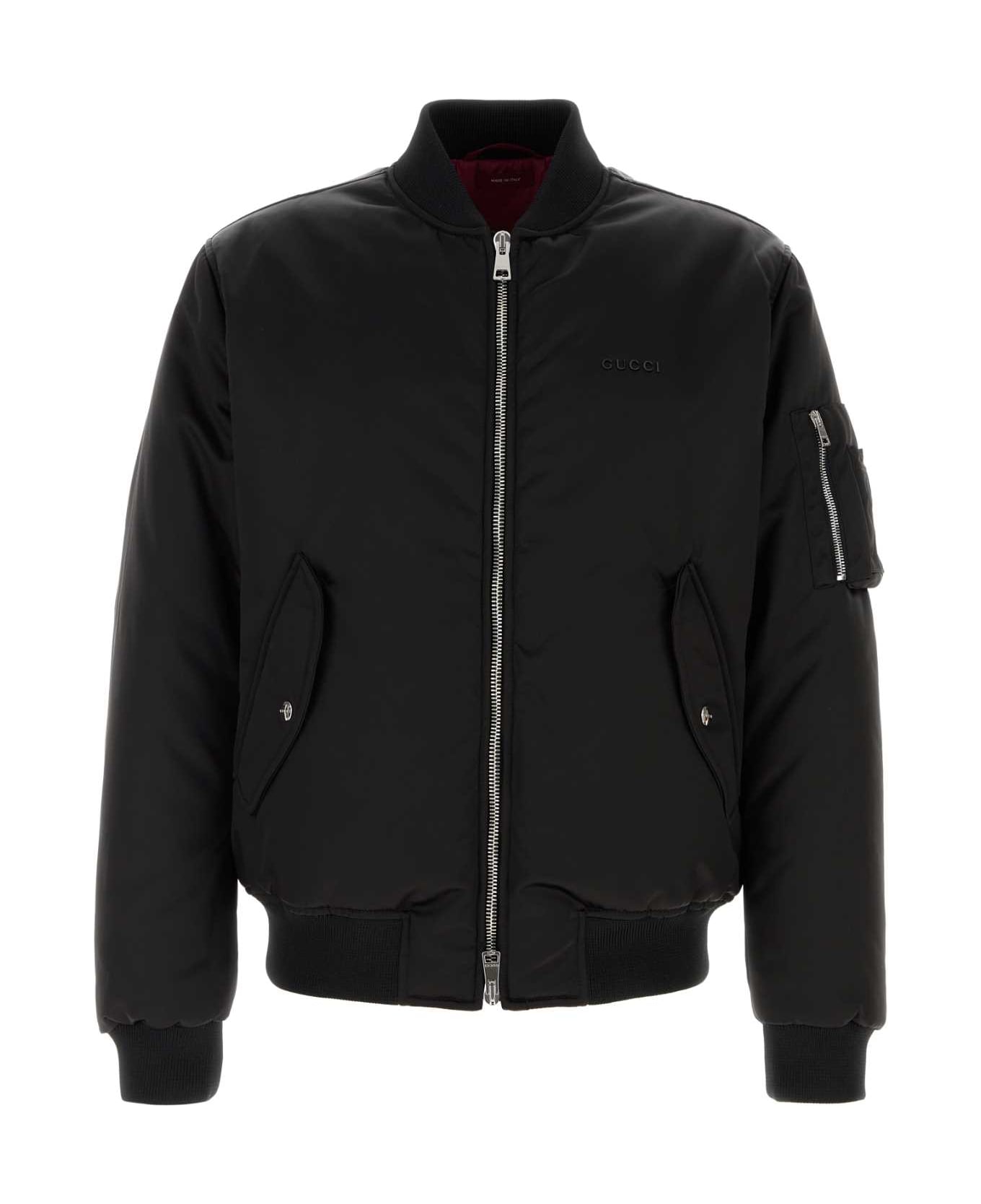 Gucci Black Nylon Bomber Jacket - Black