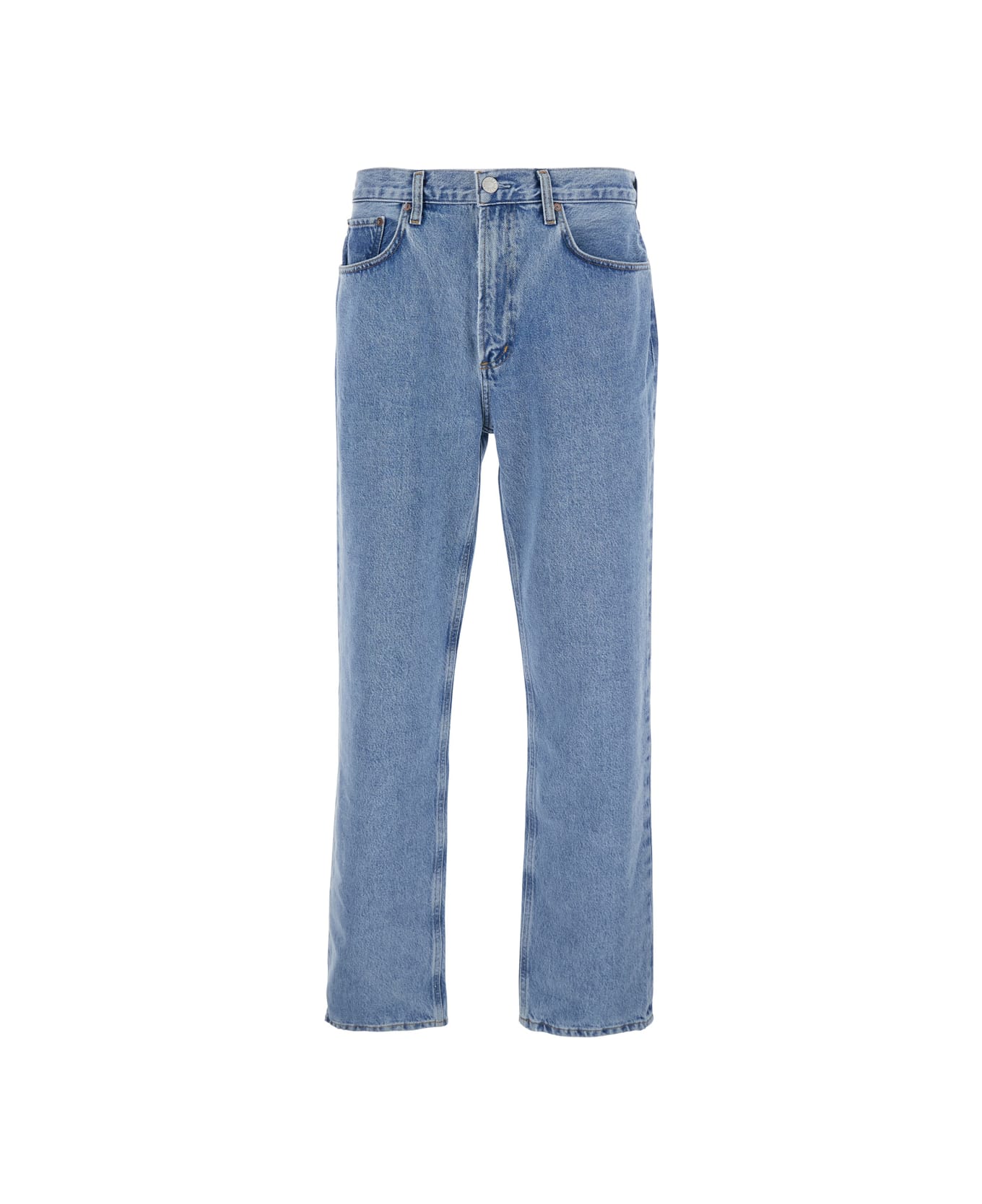 AGOLDE 
waldon
 Light Blue Five-pocket Jeans With Back Logo Application In Regenerative Cotton Man - BLUE