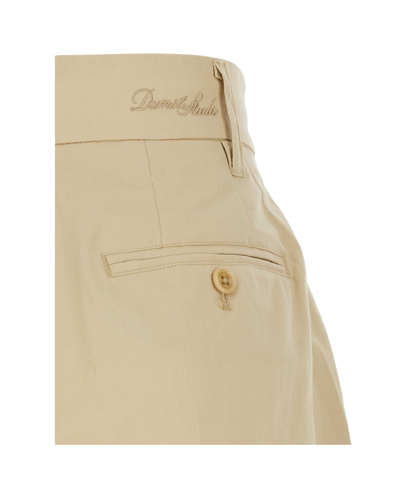 Dunst Beige Bermuda Shorts With Pinces In Cotton And Linen Woman - Beige