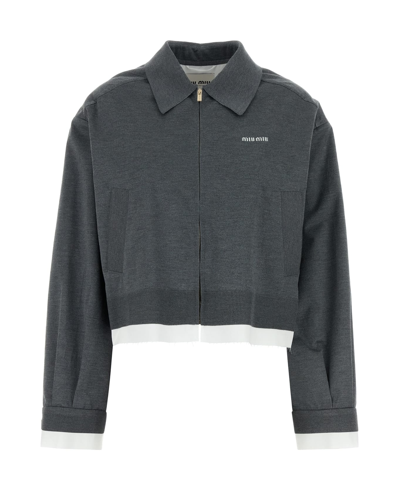 Miu Miu Mélange Zip Jacket - Ardesia/bianco