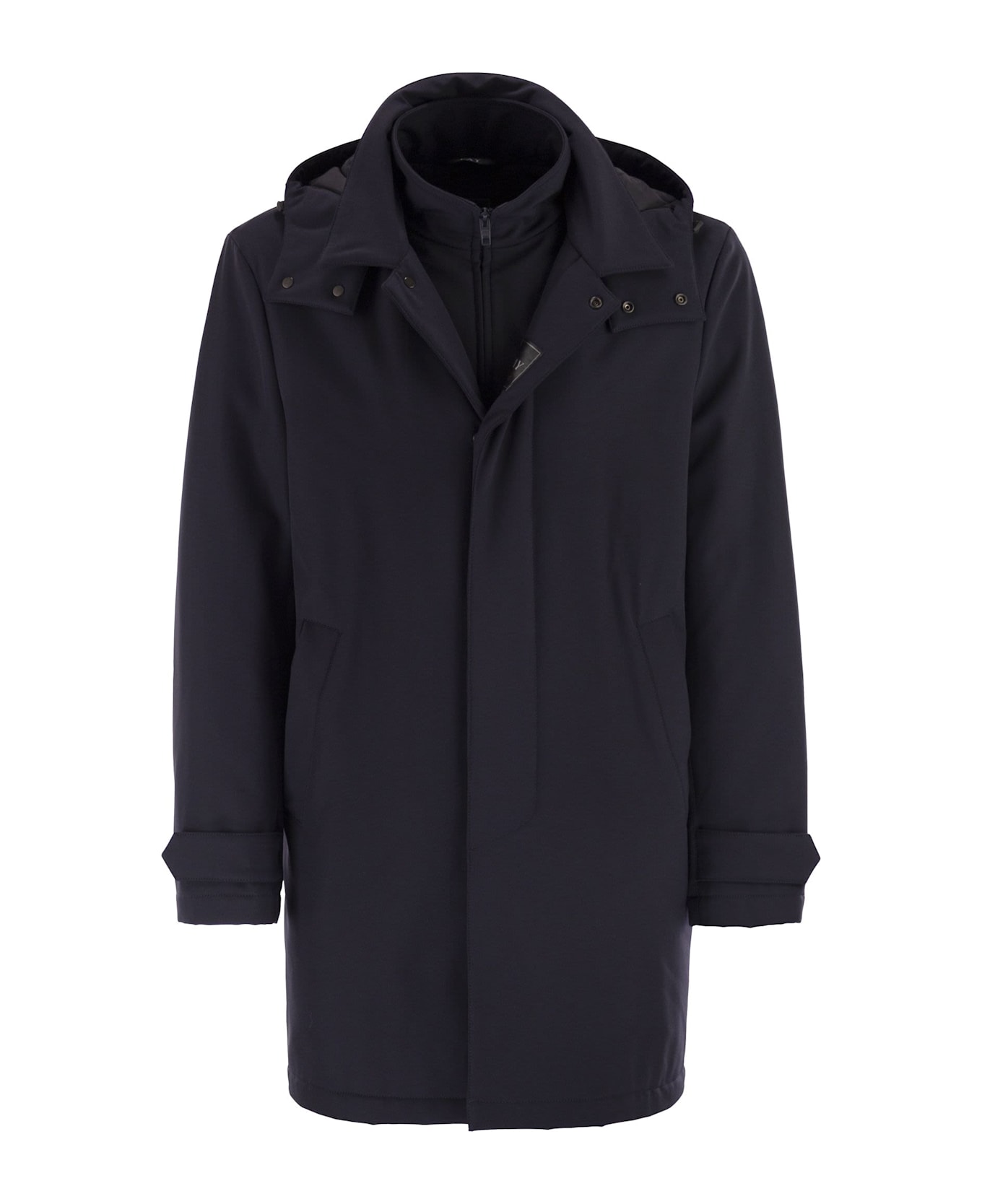 Fay Morning Coat Travel In Jersey Stretch - BLU NAVY