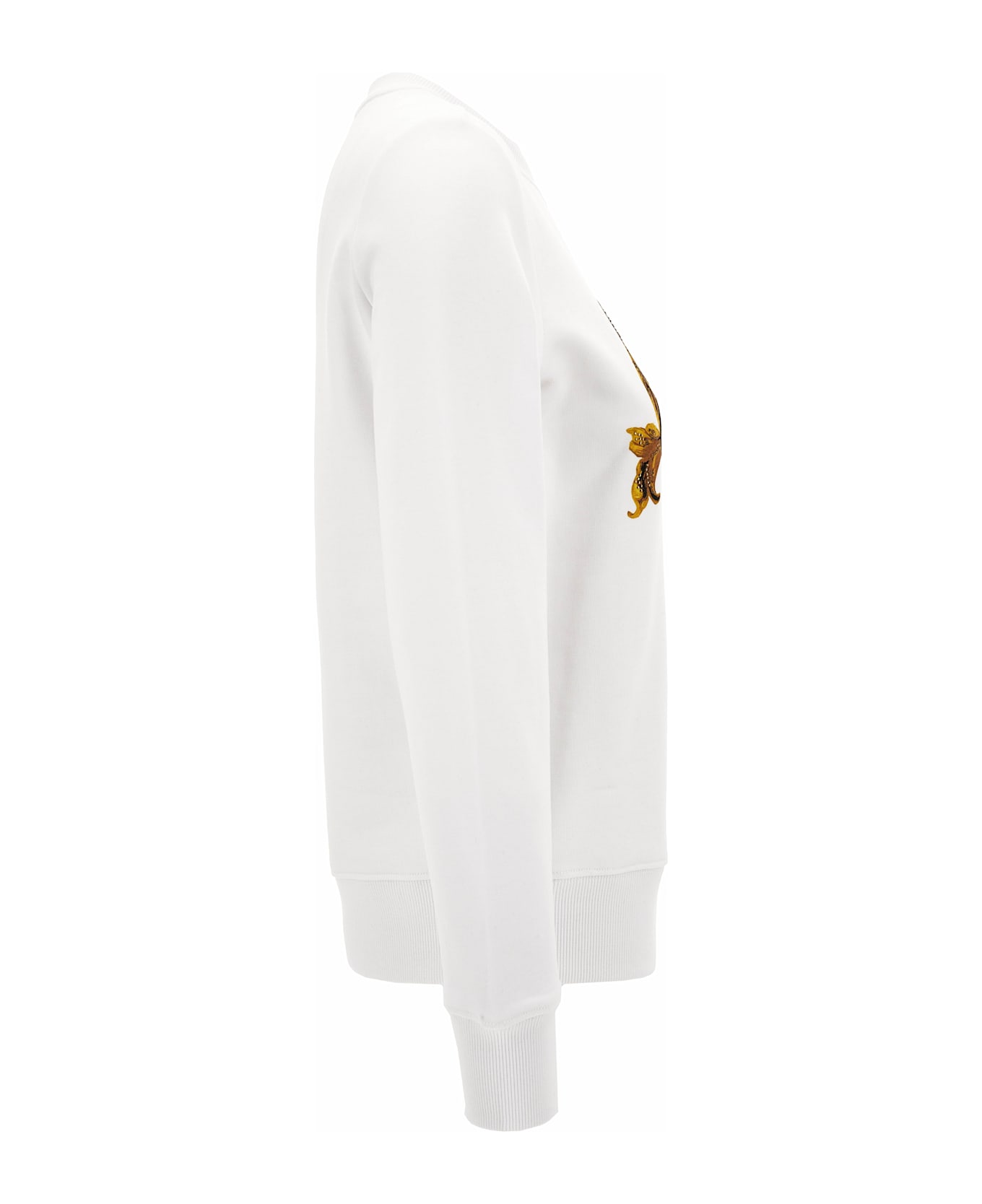Versace Jeans Couture White Cotton Crewneck Sweatshirt With Gold Logo - White