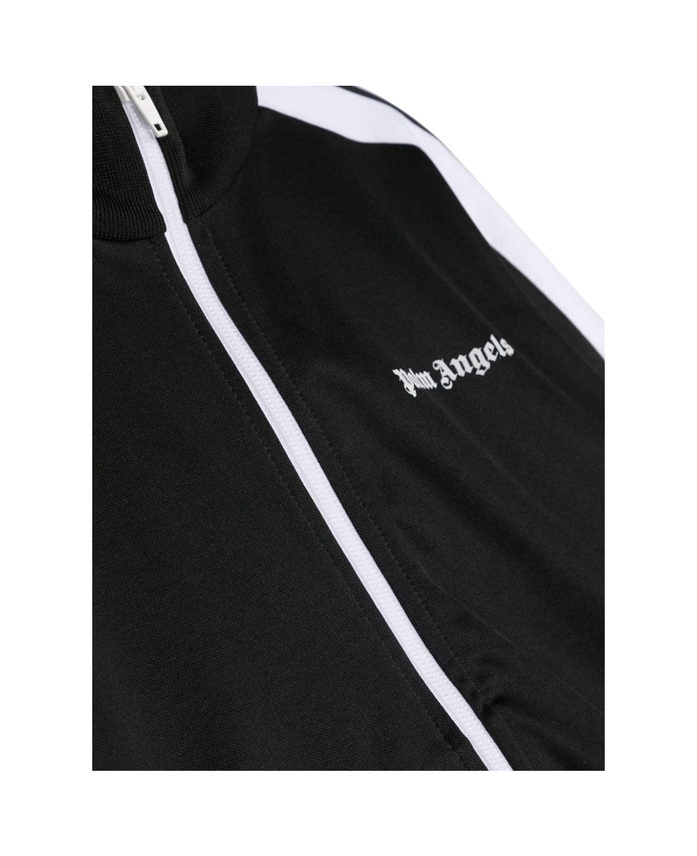 Palm Angels Black Track Jacket With Zip And Logo - Black ニットウェア＆スウェットシャツ