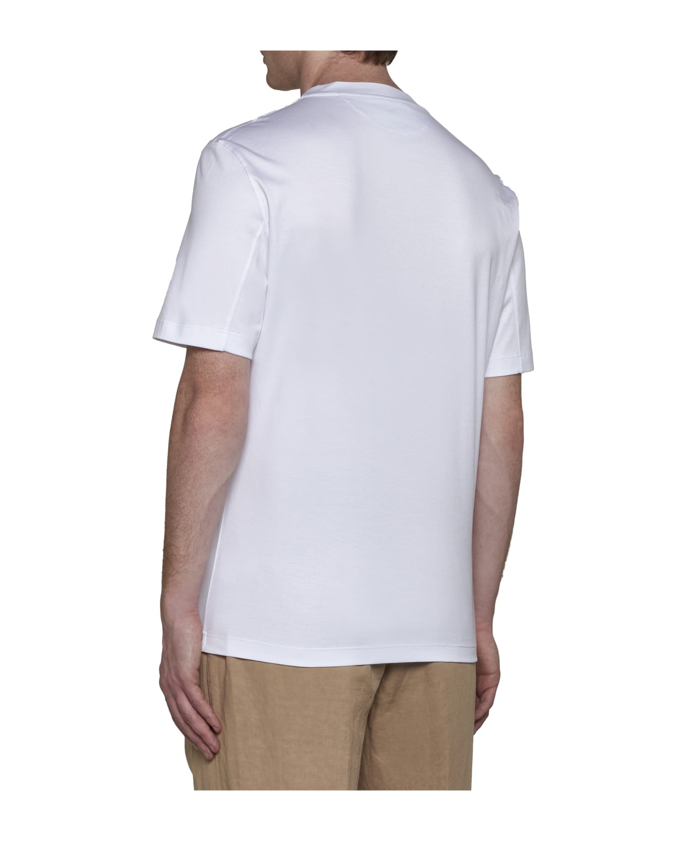 Brunello Cucinelli Crew-neck Basic Fit Cotton Jersey T-shirt With Print - White