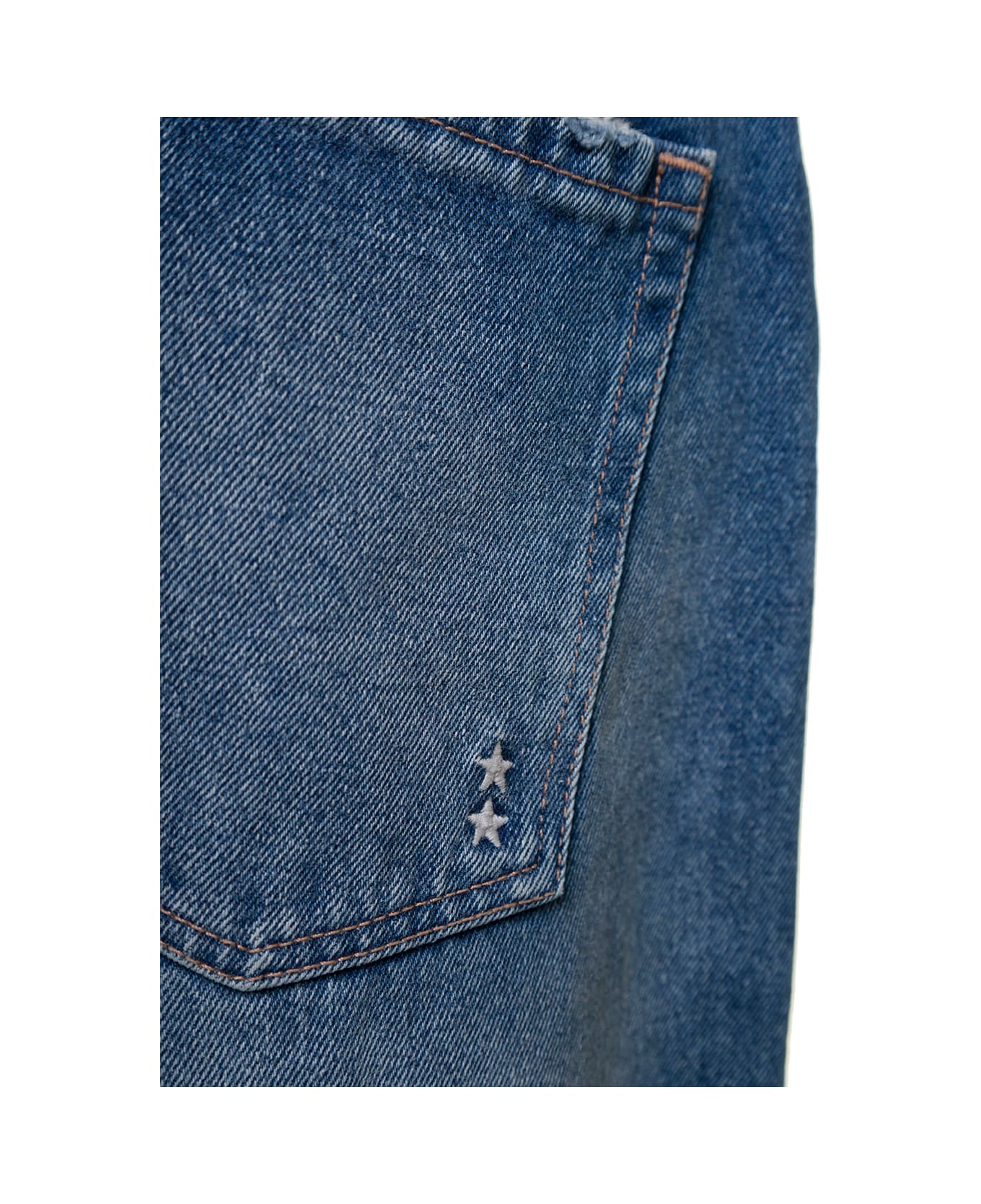 Icon Denim Light Blue High-waisted Jeans With Rips In Organic Cotton Denim Woman