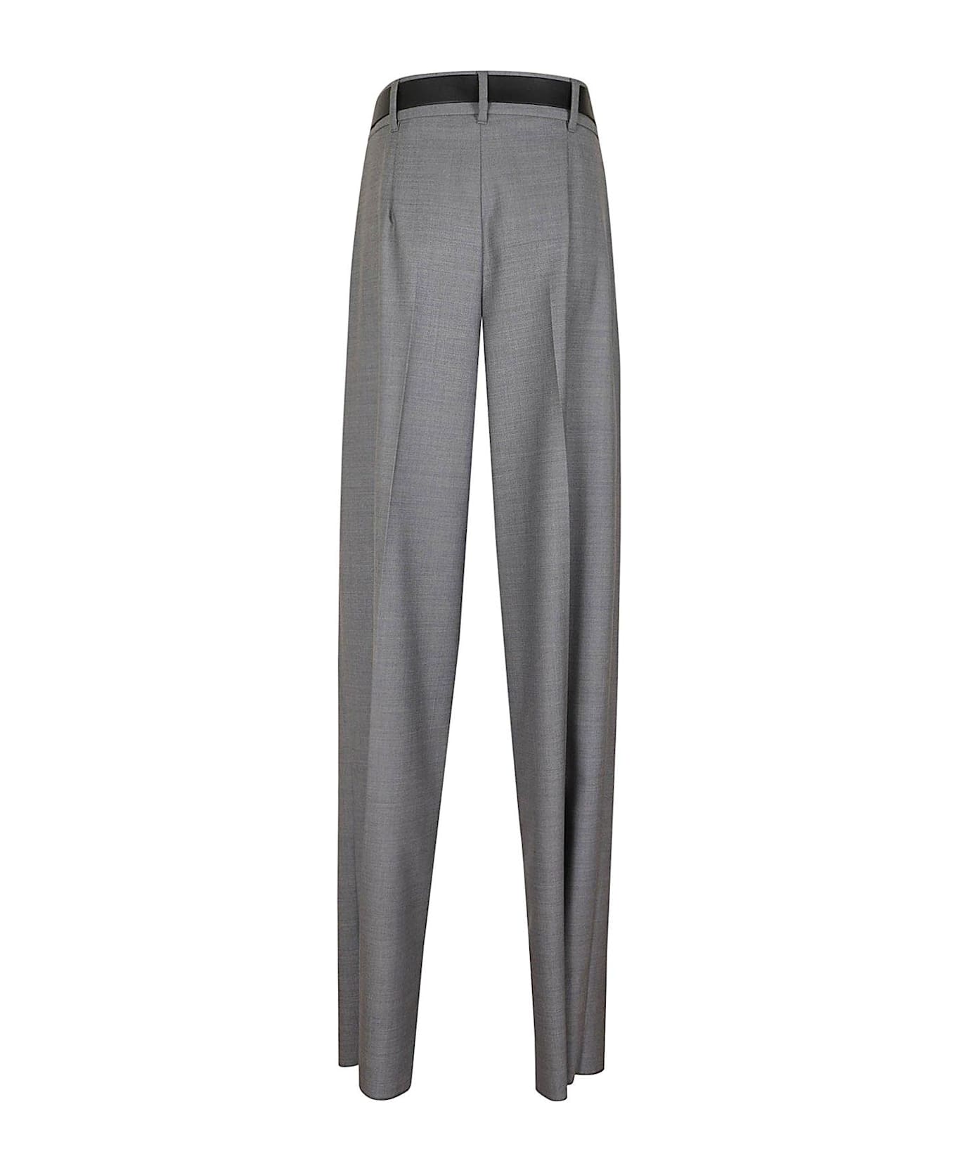 Max Mara Studio Belted Straight Leg Trousers - Grigio