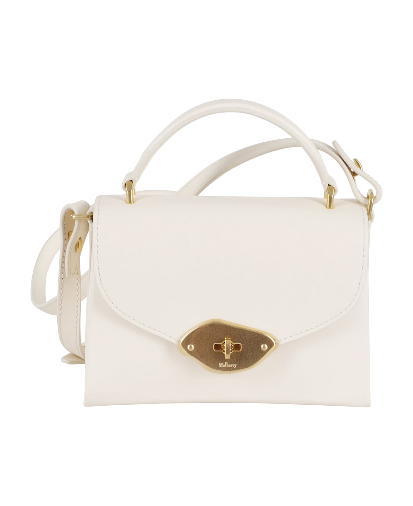 Mulberry Small Lana Top Handle High Gloss Leather - Eggshell